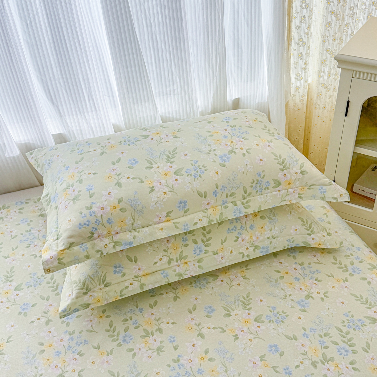 91家纺网 家纺一手货源 找家纺 安逸家纺 2026新款12868全棉纯棉床笠四件套床罩学生纯棉床笠款三件套 徐徐花开