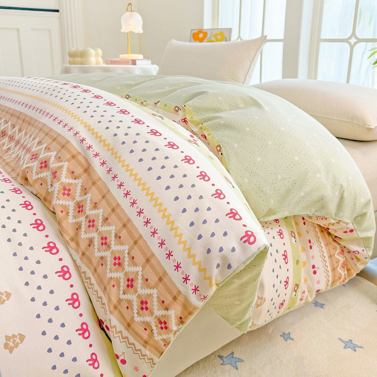 91家纺网 家纺一手货源 找家纺 安逸家纺 2026新款12868全棉纯棉床笠四件套床罩学生纯棉床笠款三件套 雪哈汪