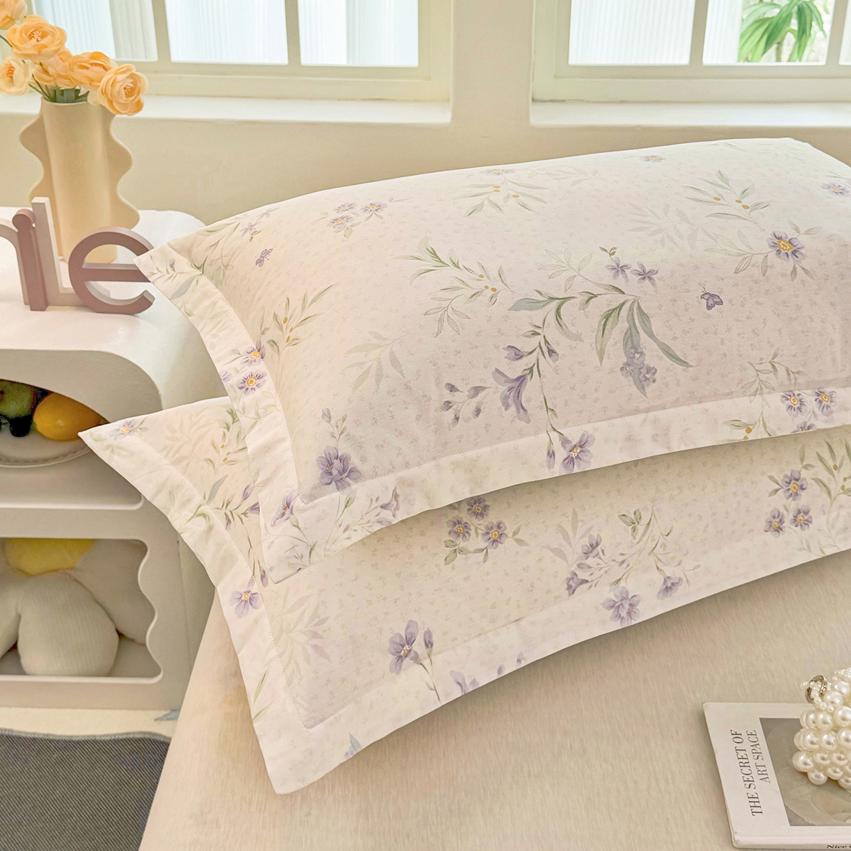 91家纺网 家纺一手货源 找家纺 安逸家纺 2026新款12868全棉纯棉床笠四件套床罩学生纯棉床笠款三件套 幽兰花梦