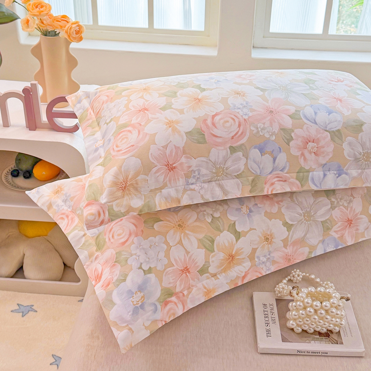 91家纺网 家纺一手货源 找家纺 安逸家纺 2026新款12868全棉纯棉床笠四件套床罩学生纯棉床笠款三件套 釉色浮光