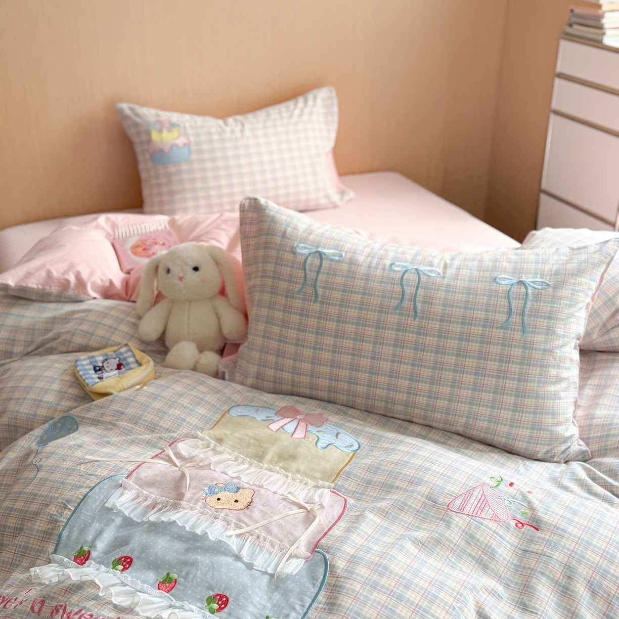 91家纺网 家纺一手货源 找家纺 （总）柚子YOUTH 2026新款全棉纯棉水洗棉贴布绣四件套