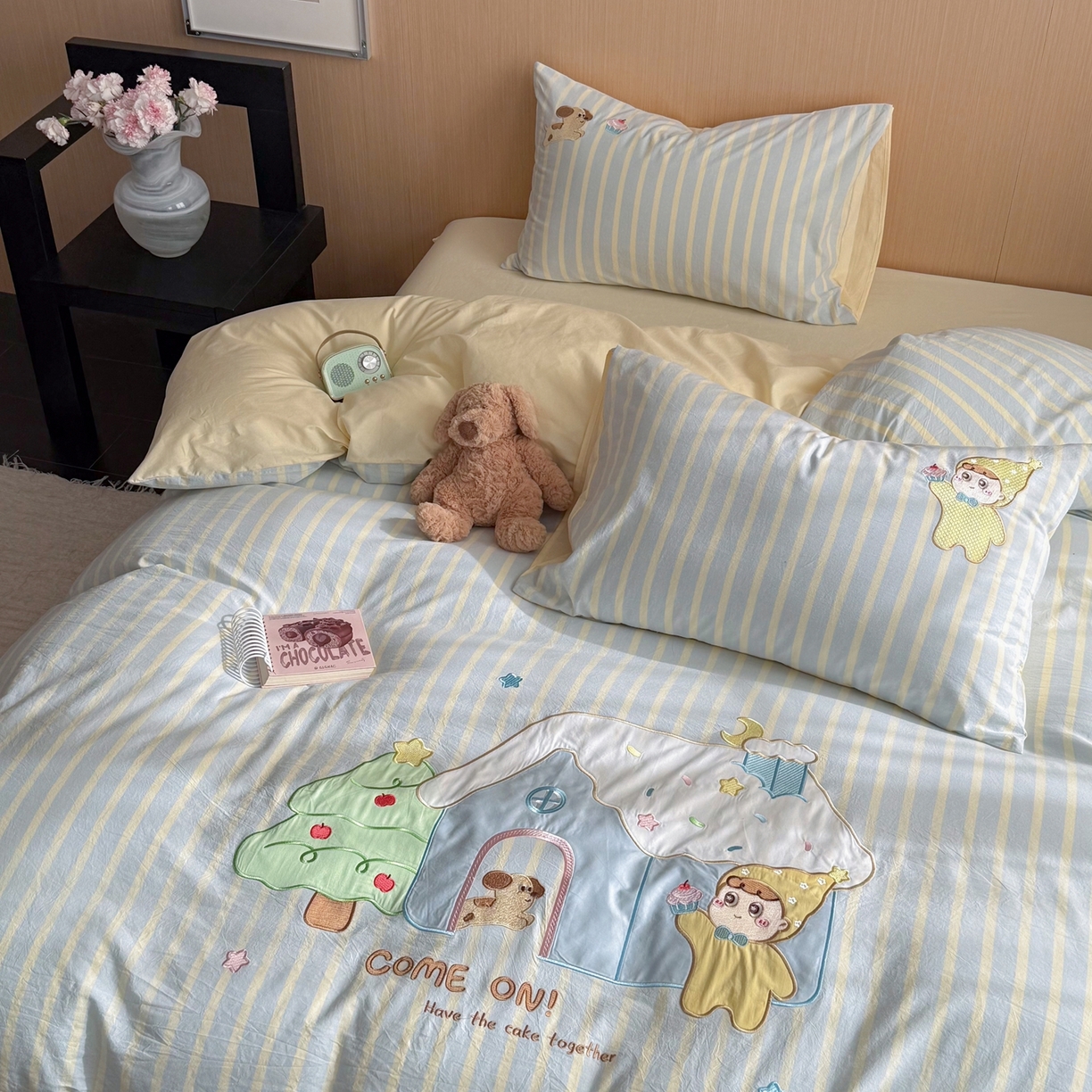 91家纺网 家纺一手货源 找家纺 （总）柚子YOUTH 2026新款全棉纯棉水洗棉贴布绣四件套