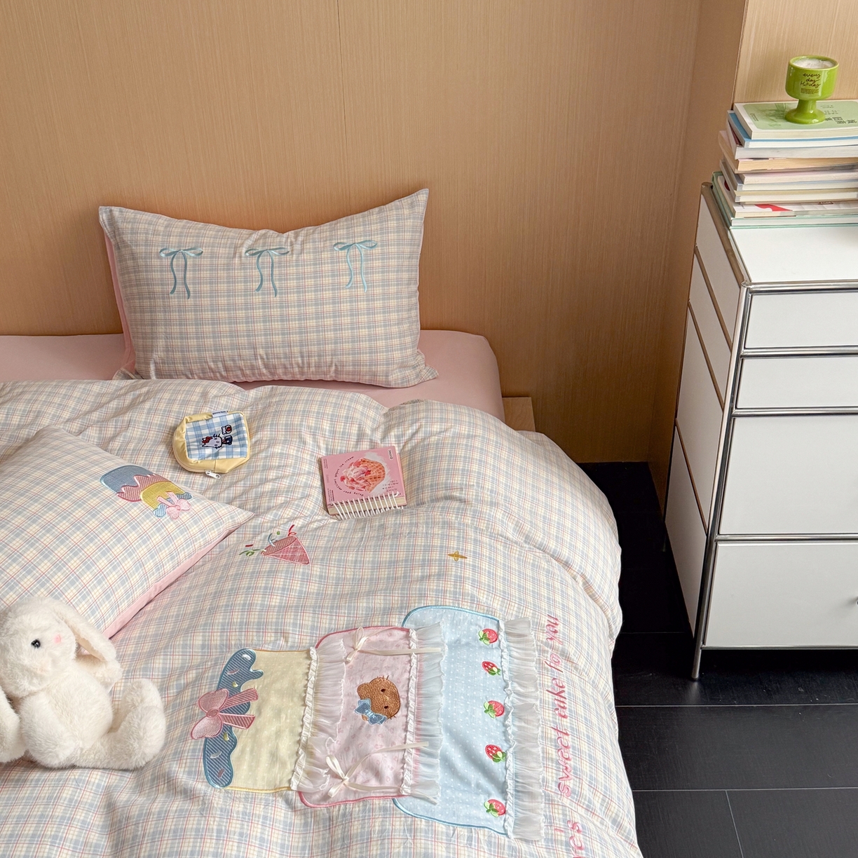 91家纺网 家纺一手货源 找家纺 柚子YOUTH 2026新款全棉纯棉水洗棉贴布绣四件套 蛋糕