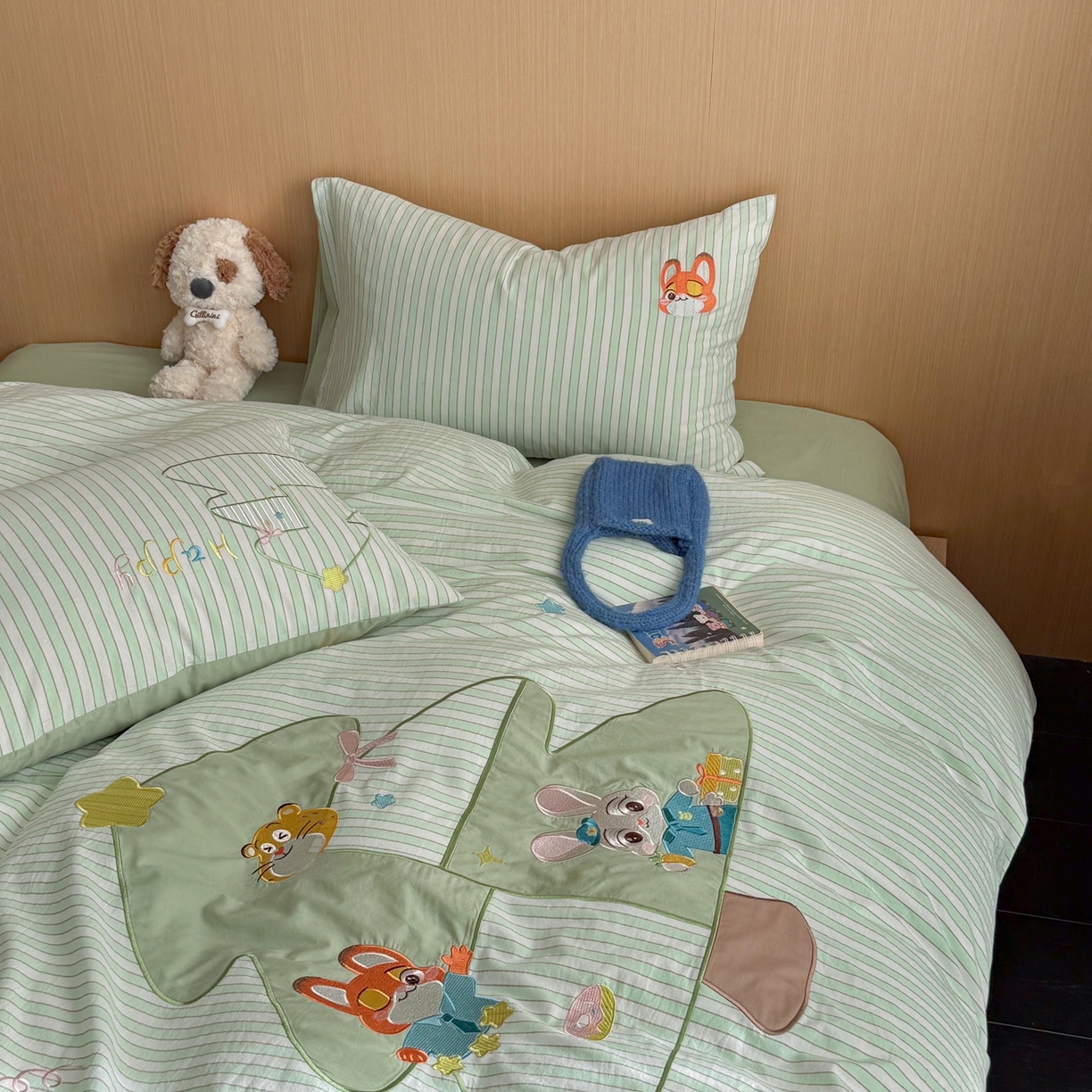 91家纺网 家纺一手货源 找家纺 柚子YOUTH 2026新款全棉纯棉水洗棉贴布绣四件套 树精灵