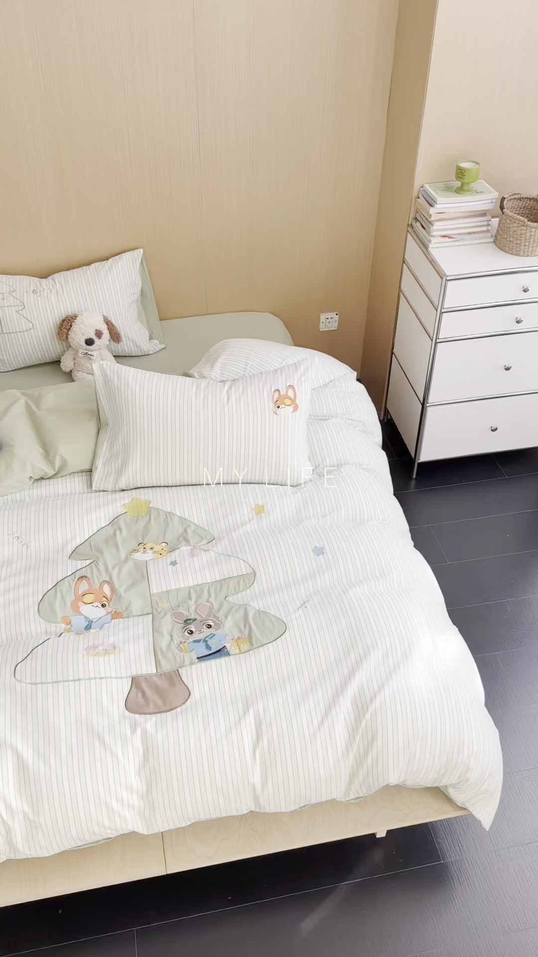 91家纺网 家纺一手货源 找家纺 柚子YOUTH 2026新款全棉纯棉水洗棉贴布绣四件套 树精灵