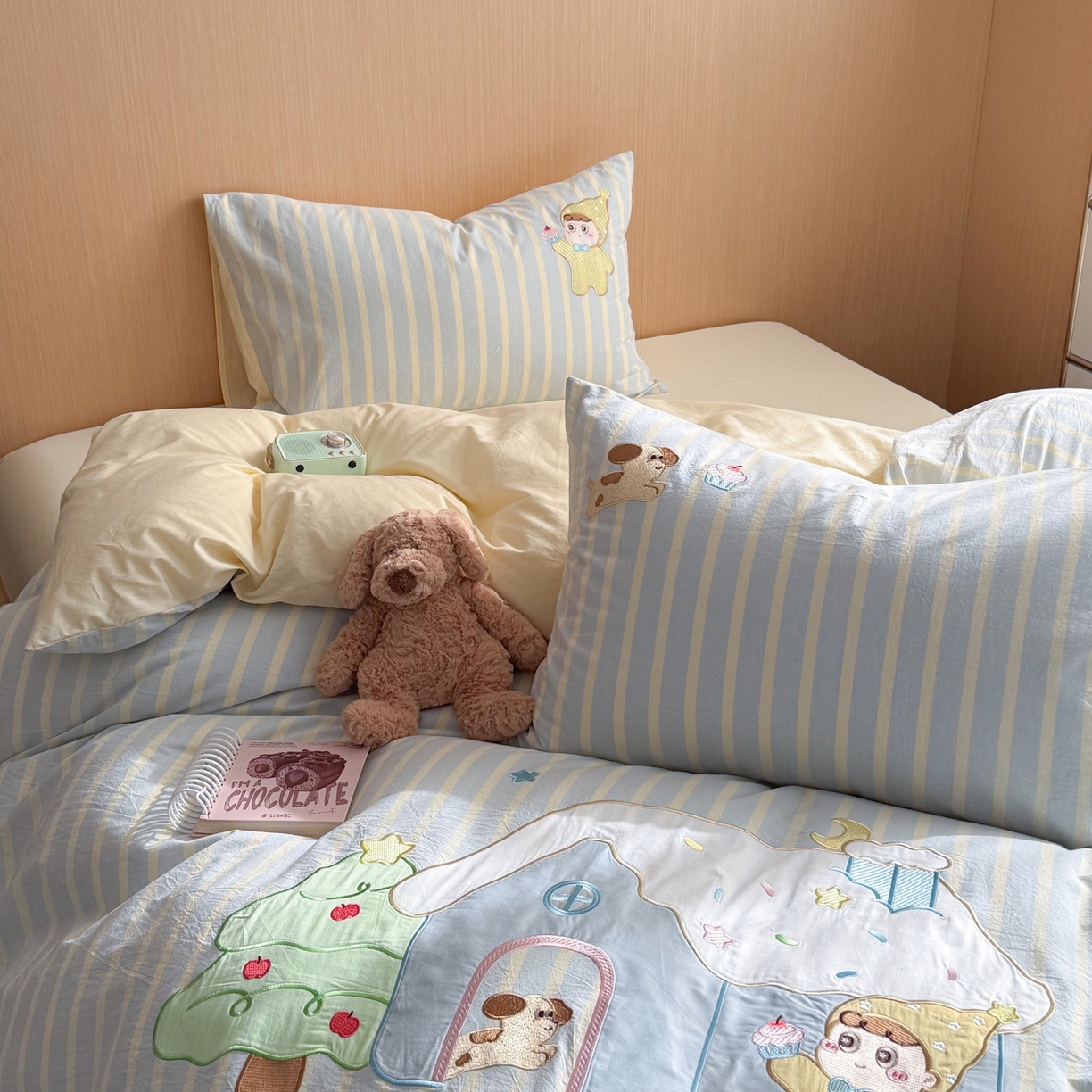 91家纺网 家纺一手货源 找家纺 柚子YOUTH 2026新款全棉纯棉水洗棉贴布绣四件套 甜甜屋