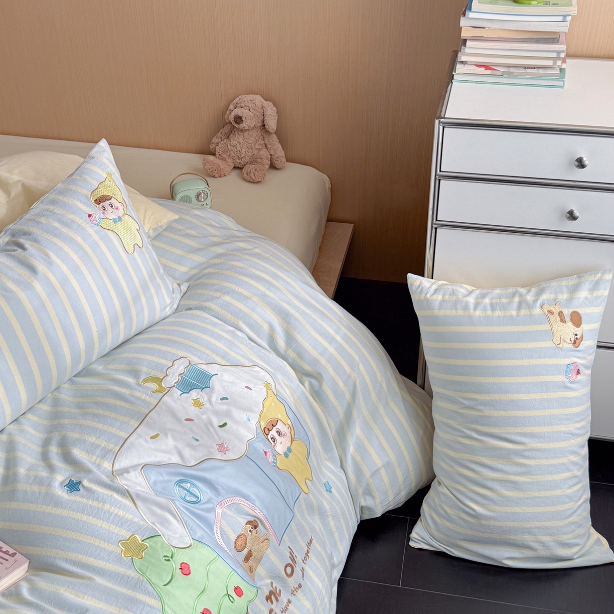 91家纺网 家纺一手货源 找家纺 柚子YOUTH 2026新款全棉纯棉水洗棉贴布绣四件套 甜甜屋