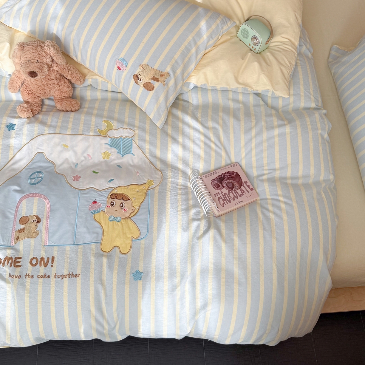 91家纺网 家纺一手货源 找家纺 柚子YOUTH 2026新款全棉纯棉水洗棉贴布绣四件套 甜甜屋