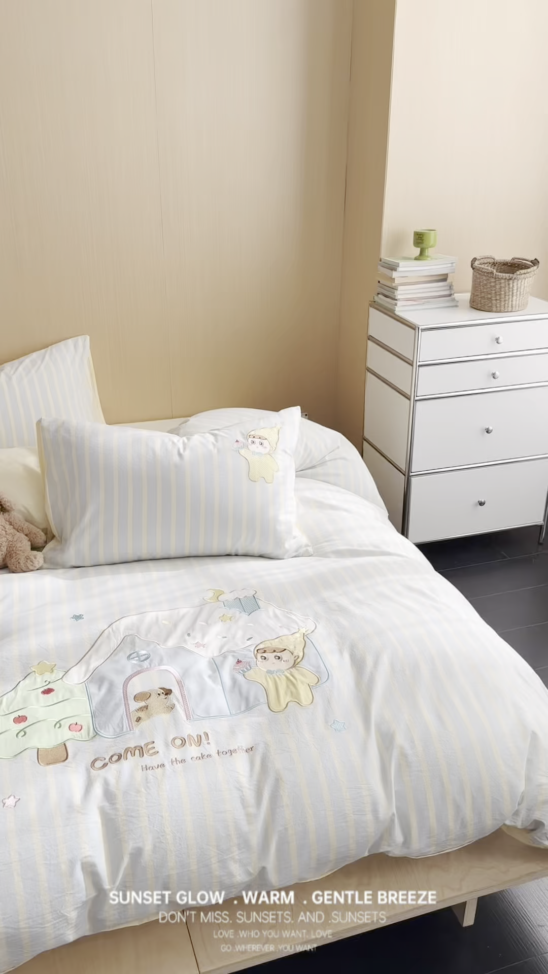 91家纺网 家纺一手货源 找家纺 柚子YOUTH 2026新款全棉纯棉水洗棉贴布绣四件套 甜甜屋