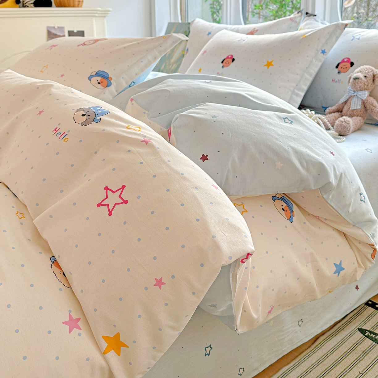 91家纺网 家纺一手货源 找家纺 恩泽家纺 2026春夏新款全棉纯棉12868印花四件套（提供买家秀，预留缩水率） 魔法帽