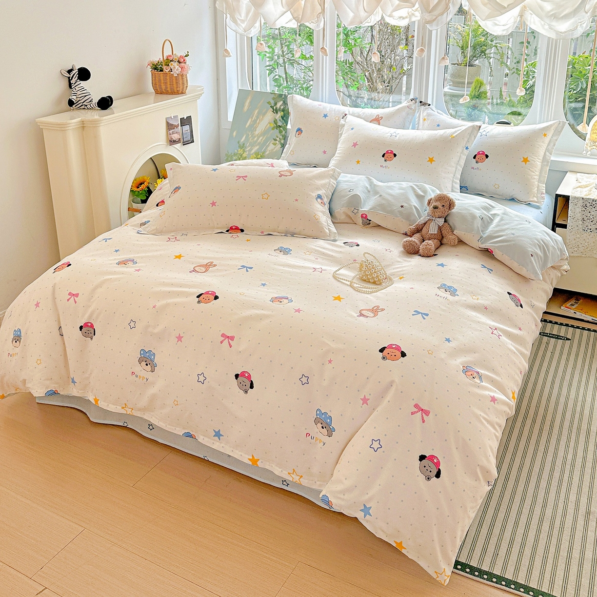 91家纺网 家纺一手货源 找家纺 恩泽家纺 2026春夏新款全棉纯棉12868印花四件套（提供买家秀，预留缩水率） 魔法帽