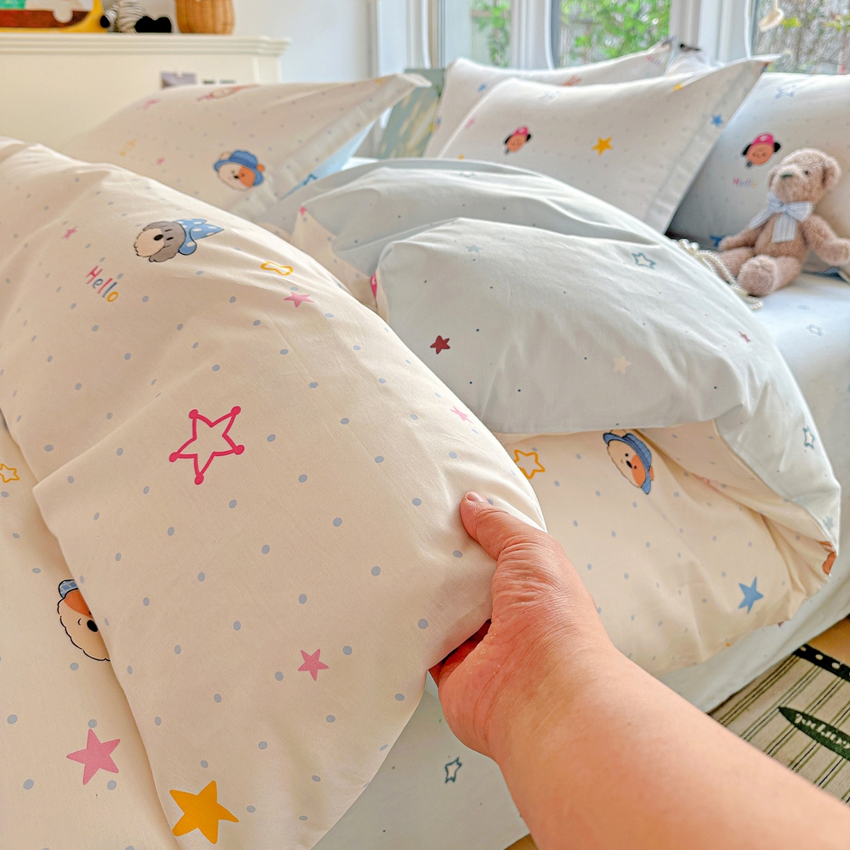 91家纺网 家纺一手货源 找家纺 恩泽家纺 2026春夏新款全棉纯棉12868印花四件套（提供买家秀，预留缩水率） 魔法帽