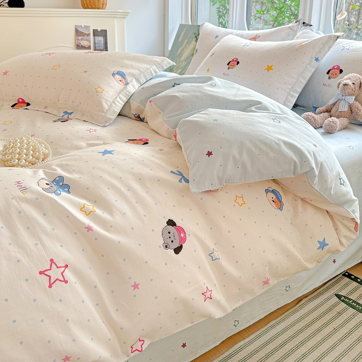 91家纺网 家纺一手货源 找家纺 恩泽家纺 2026春夏新款全棉纯棉12868印花四件套（提供买家秀，预留缩水率） 魔法帽