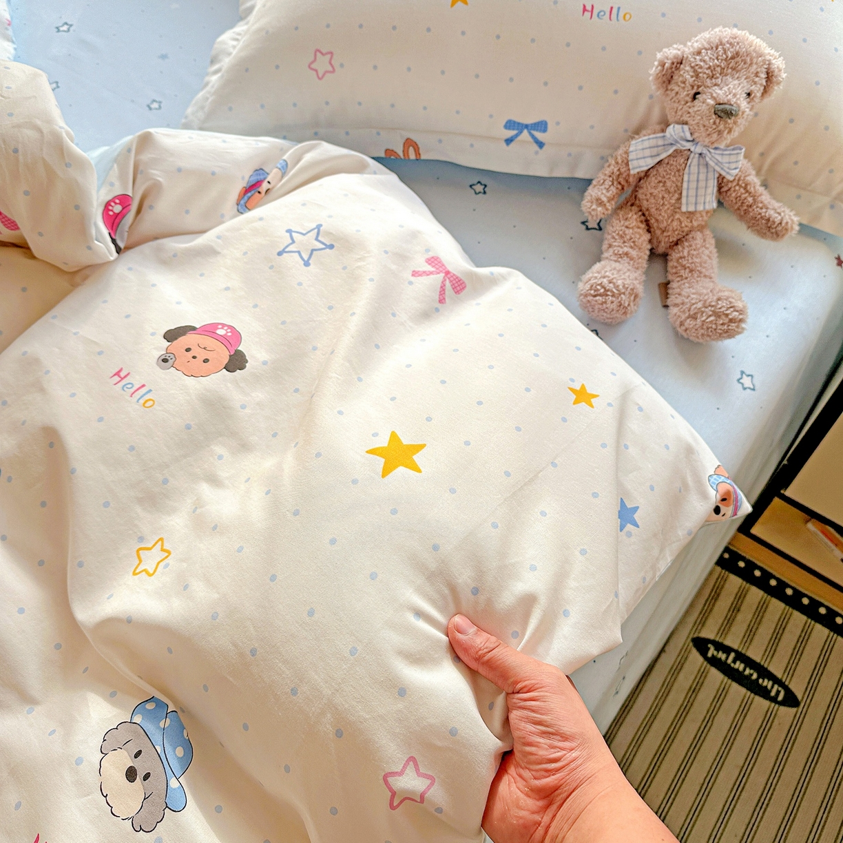 91家纺网 家纺一手货源 找家纺 恩泽家纺 2026春夏新款全棉纯棉12868印花四件套（提供买家秀，预留缩水率） 魔法帽