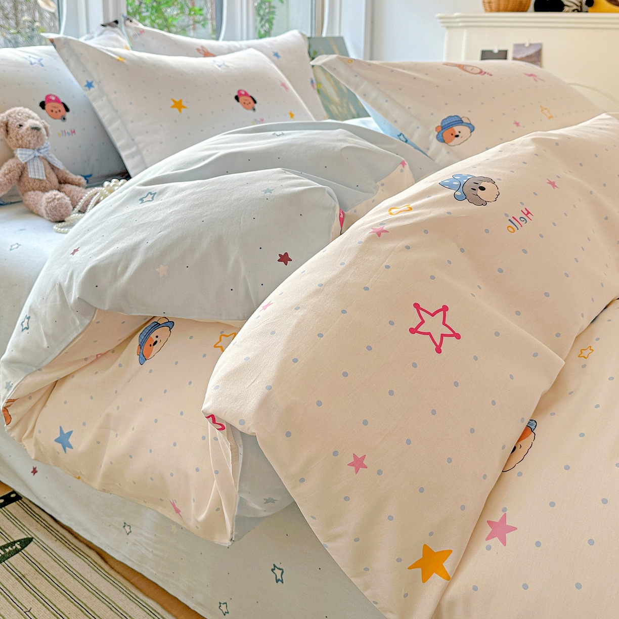 91家纺网 家纺一手货源 找家纺 恩泽家纺 2026春夏新款全棉纯棉12868印花四件套（提供买家秀，预留缩水率） 魔法帽