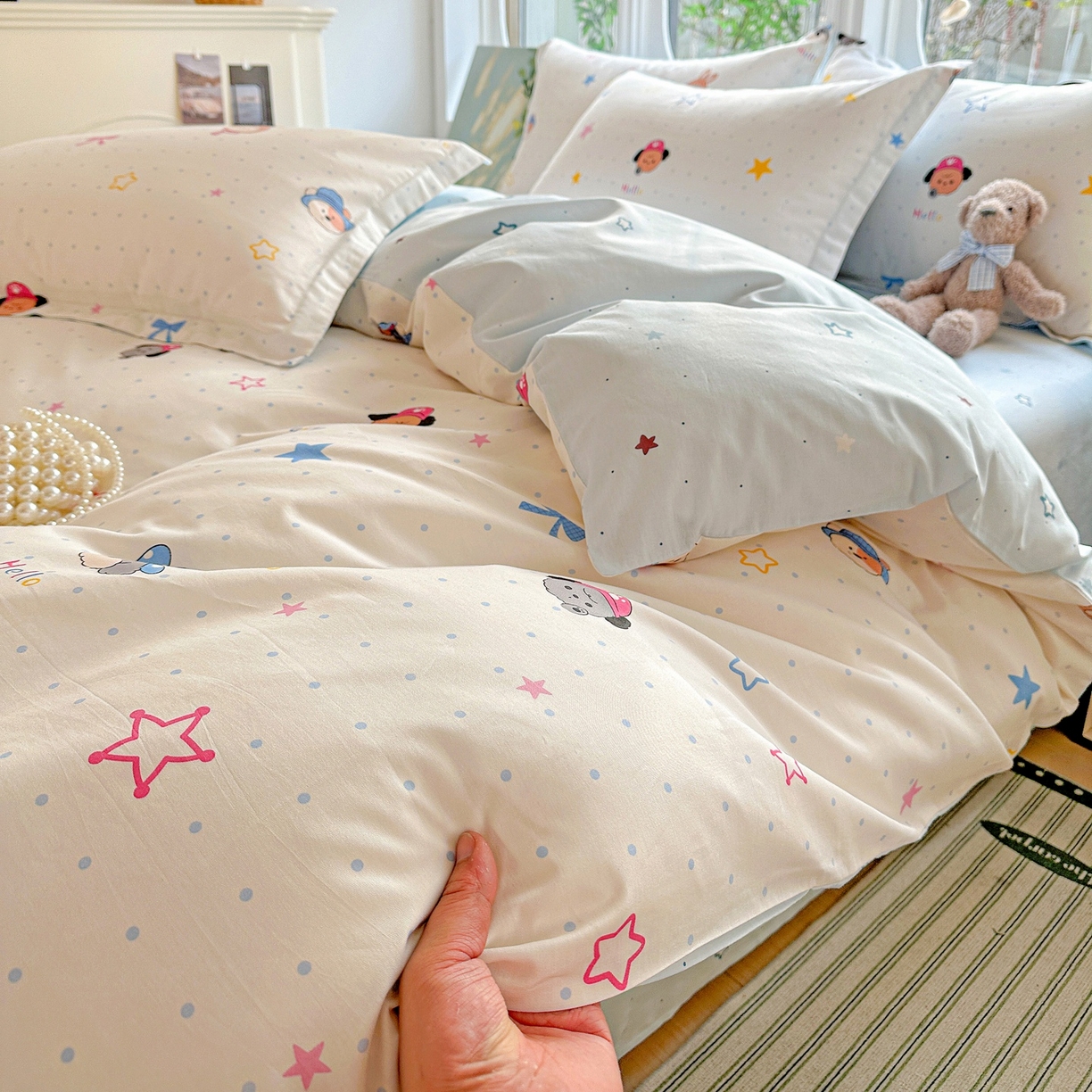 91家纺网 家纺一手货源 找家纺 恩泽家纺 2026春夏新款全棉纯棉12868印花四件套（提供买家秀，预留缩水率） 魔法帽