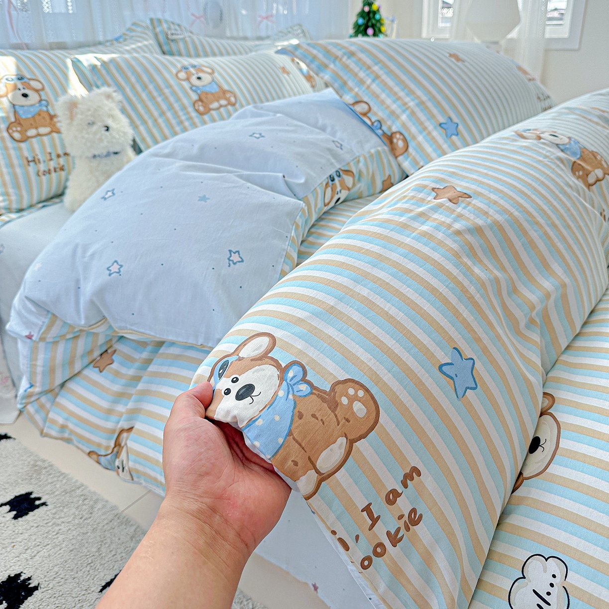 91家纺网 家纺一手货源 找家纺 恩泽家纺 2026春夏新款全棉纯棉12868印花四件套（提供买家秀，预留缩水率） 派对小狗