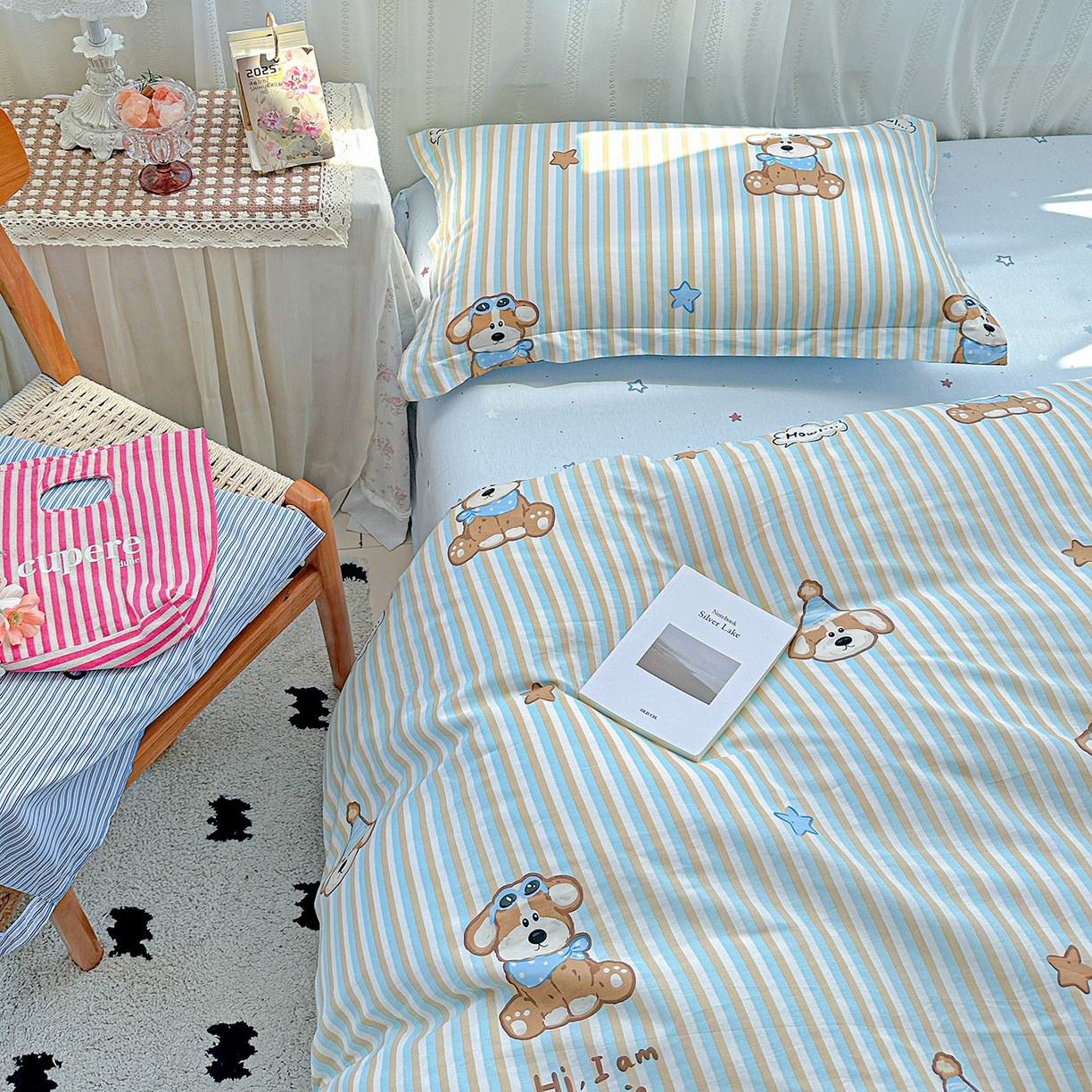 91家纺网 家纺一手货源 找家纺 恩泽家纺 2026春夏新款全棉纯棉12868印花四件套（提供买家秀，预留缩水率） 派对小狗