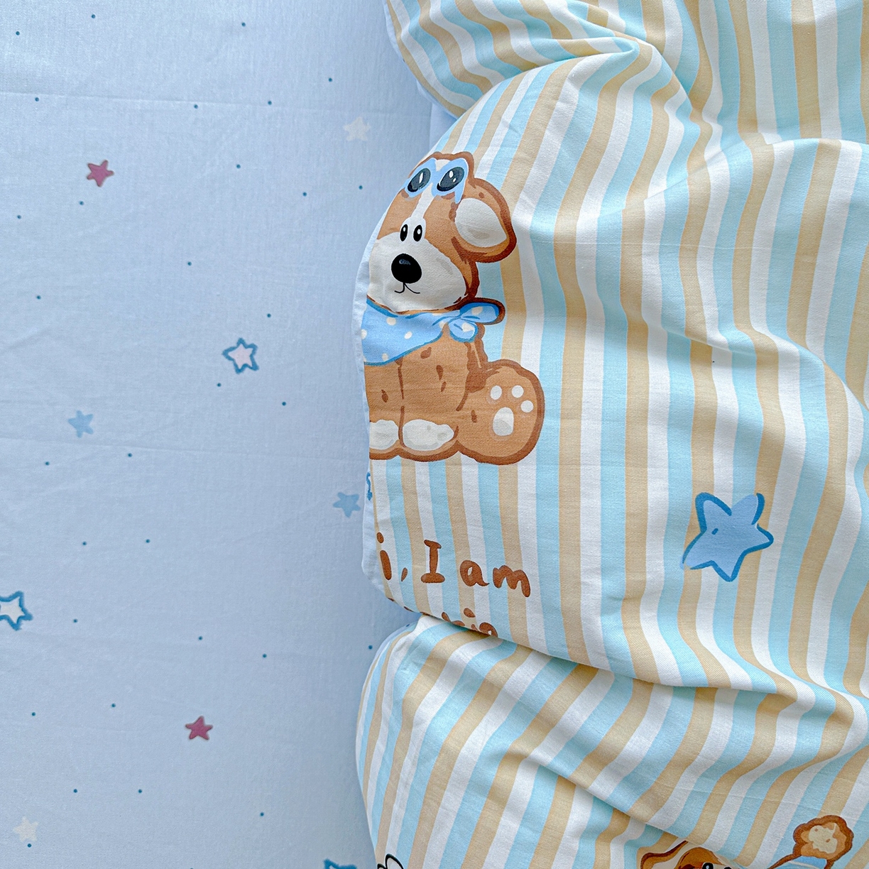 91家纺网 家纺一手货源 找家纺 恩泽家纺 2026春夏新款全棉纯棉12868印花四件套（提供买家秀，预留缩水率） 派对小狗