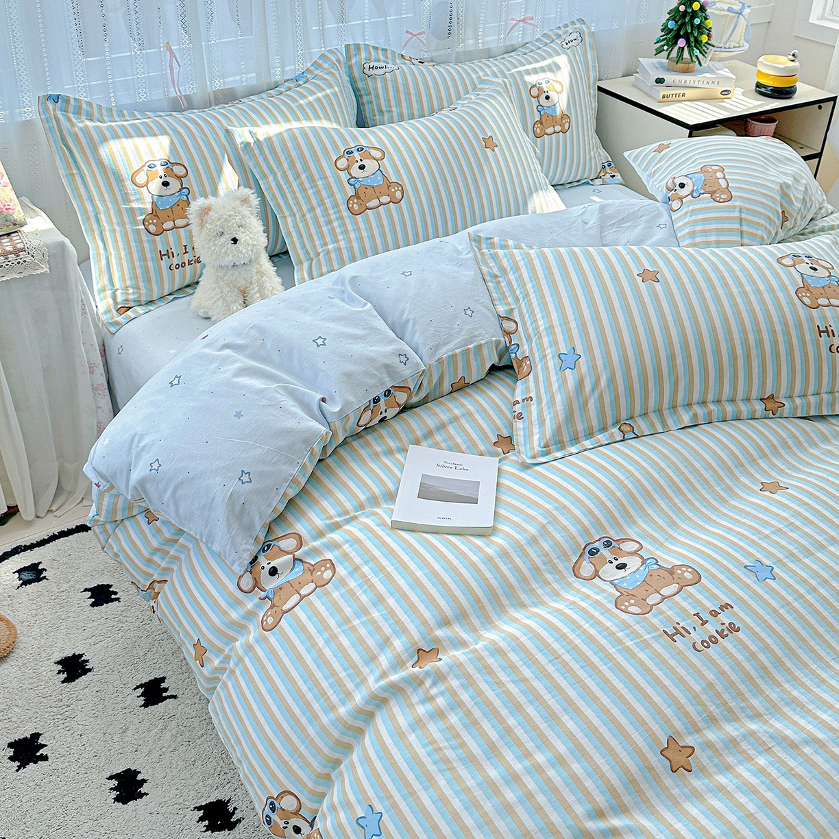 91家纺网 家纺一手货源 找家纺 恩泽家纺 2026春夏新款全棉纯棉12868印花四件套（提供买家秀，预留缩水率） 派对小狗