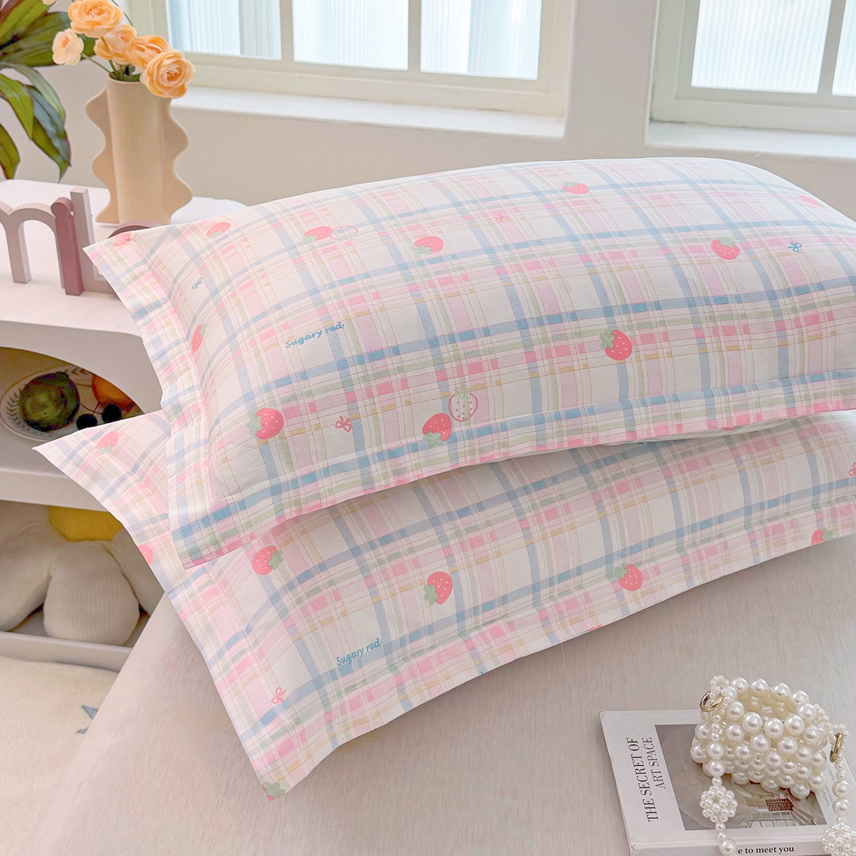 91家纺网 家纺一手货源 找家纺 安逸家纺 2026新款12868 全棉纯棉床单四件套学生宿舍纯棉床单款三件套 草莓派