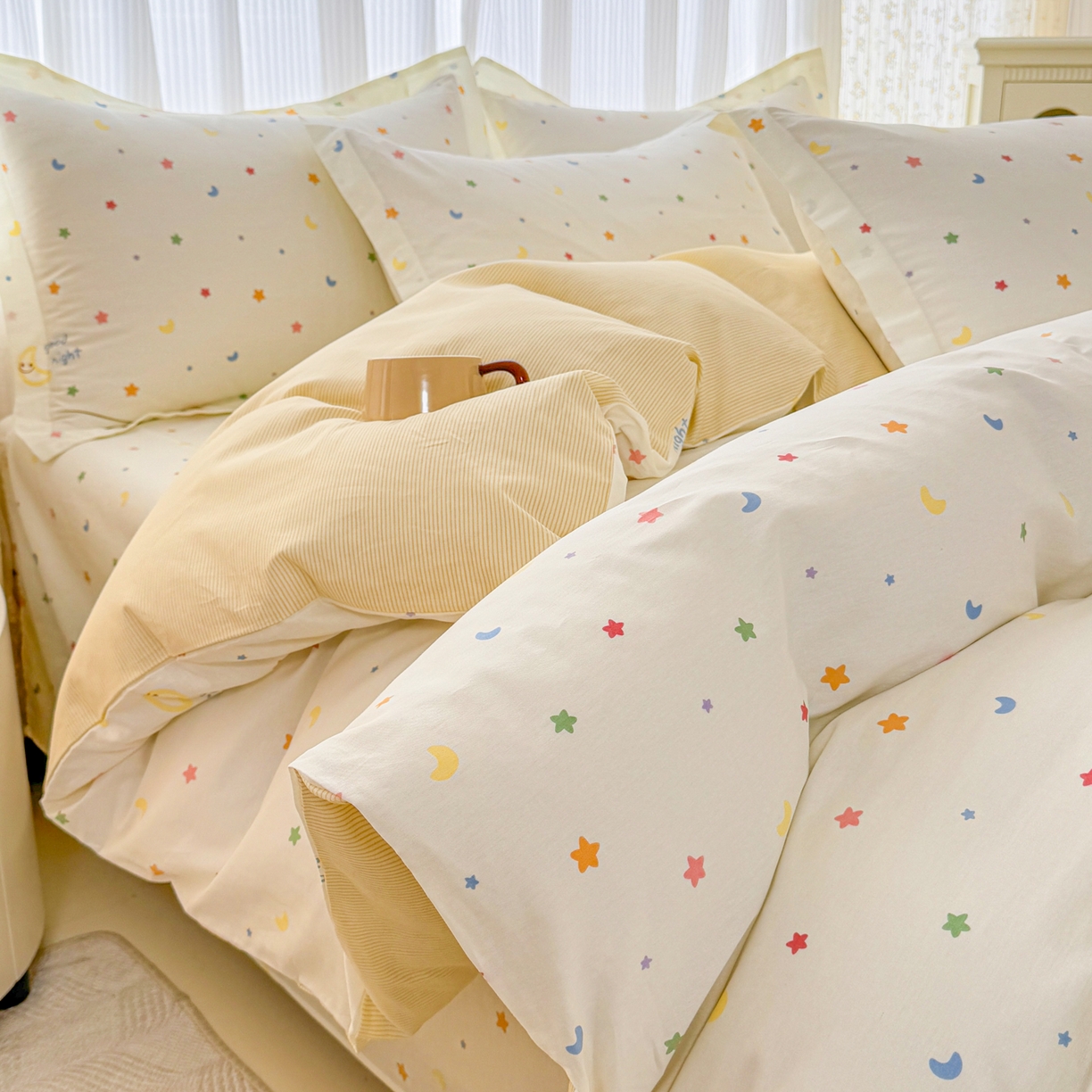 91家纺网 家纺一手货源 找家纺 安逸家纺 2026新款12868 全棉纯棉床单四件套学生宿舍纯棉床单款三件套 繁星