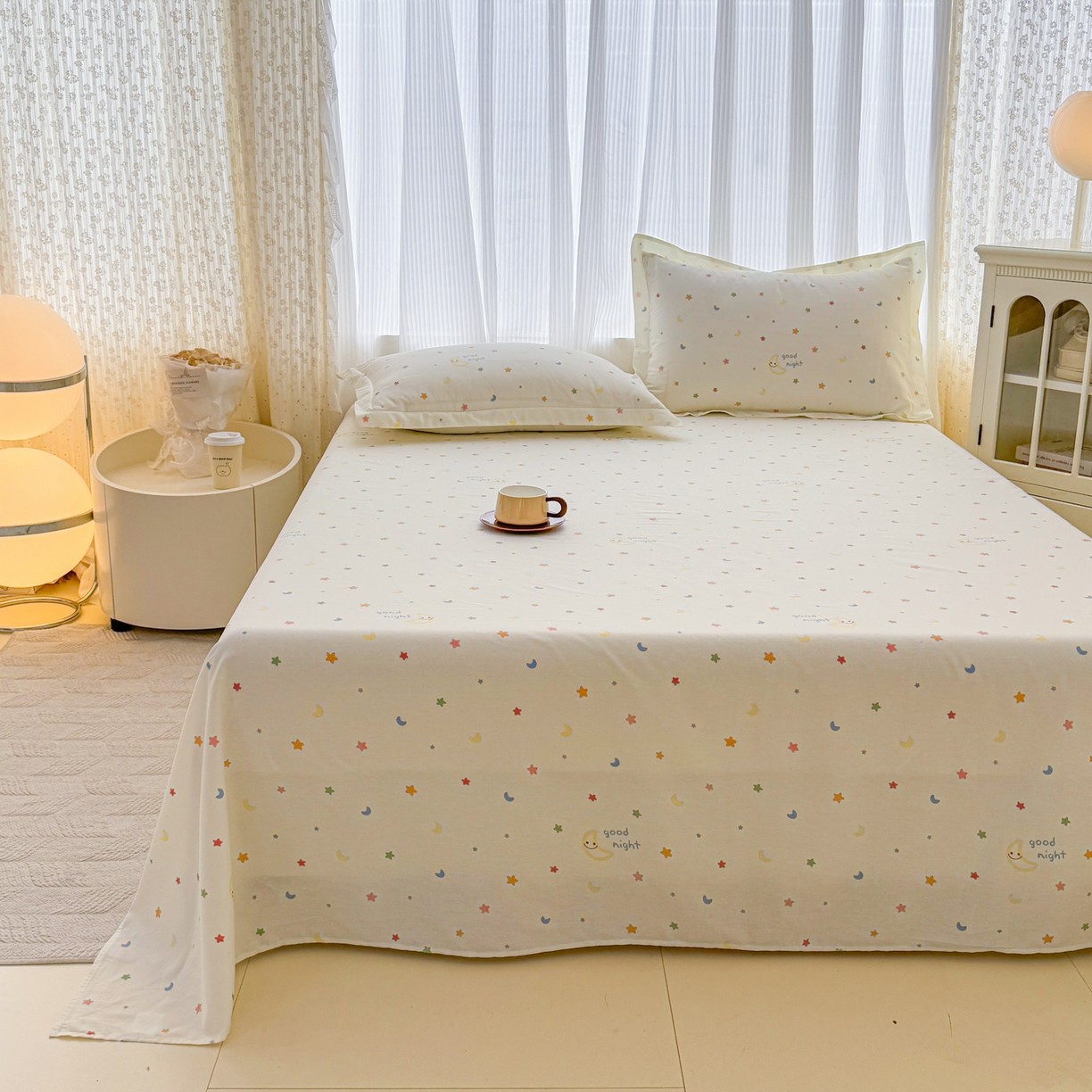 91家纺网 家纺一手货源 找家纺 安逸家纺 2026新款12868 全棉纯棉床单四件套学生宿舍纯棉床单款三件套 繁星