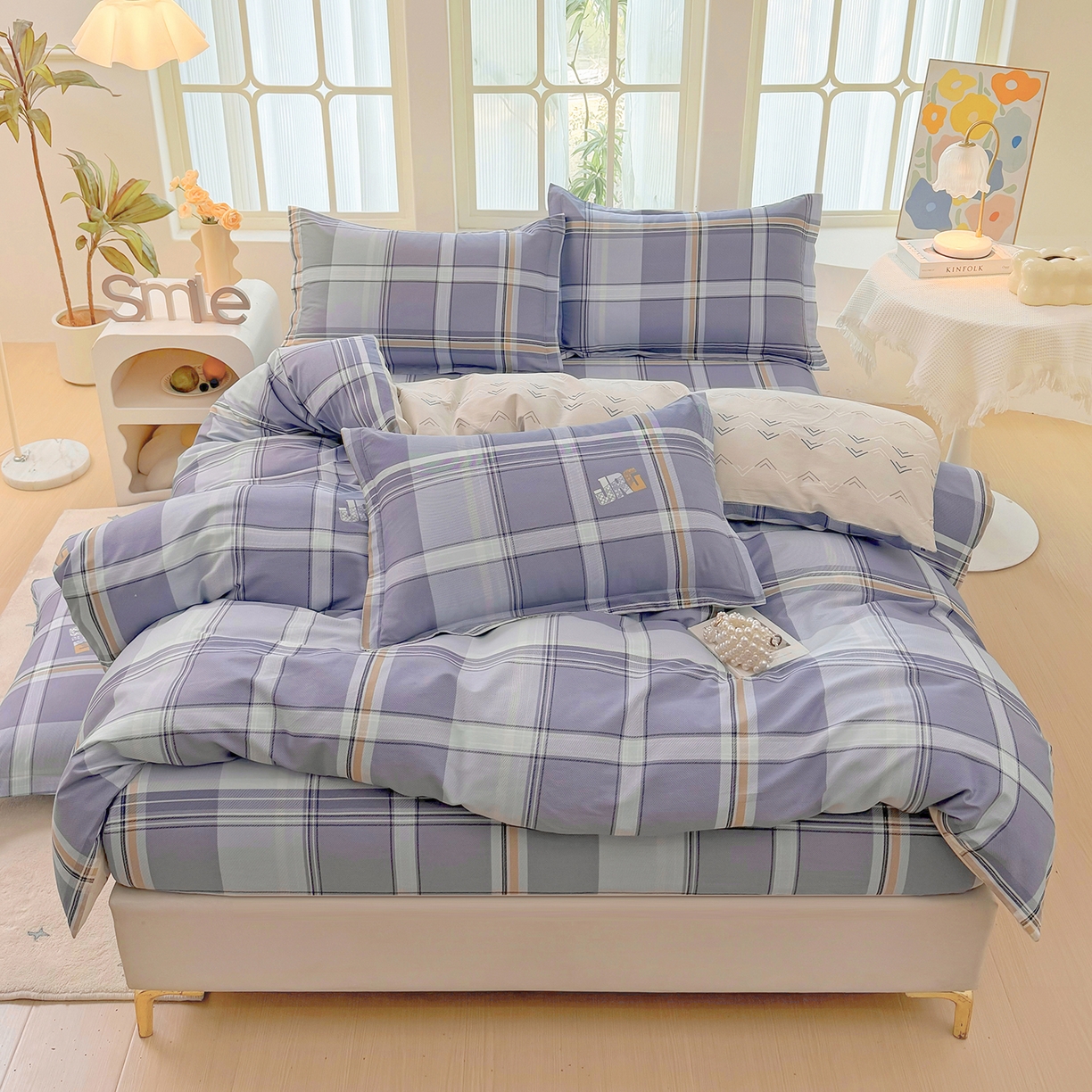 91家纺网 家纺一手货源 找家纺 安逸家纺 2026新款12868 全棉纯棉床单四件套学生宿舍纯棉床单款三件套 风华正茂