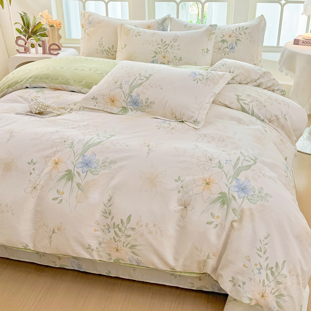 91家纺网 家纺一手货源 找家纺 安逸家纺 2026新款12868 全棉纯棉床单四件套学生宿舍纯棉床单款三件套 格拉花园