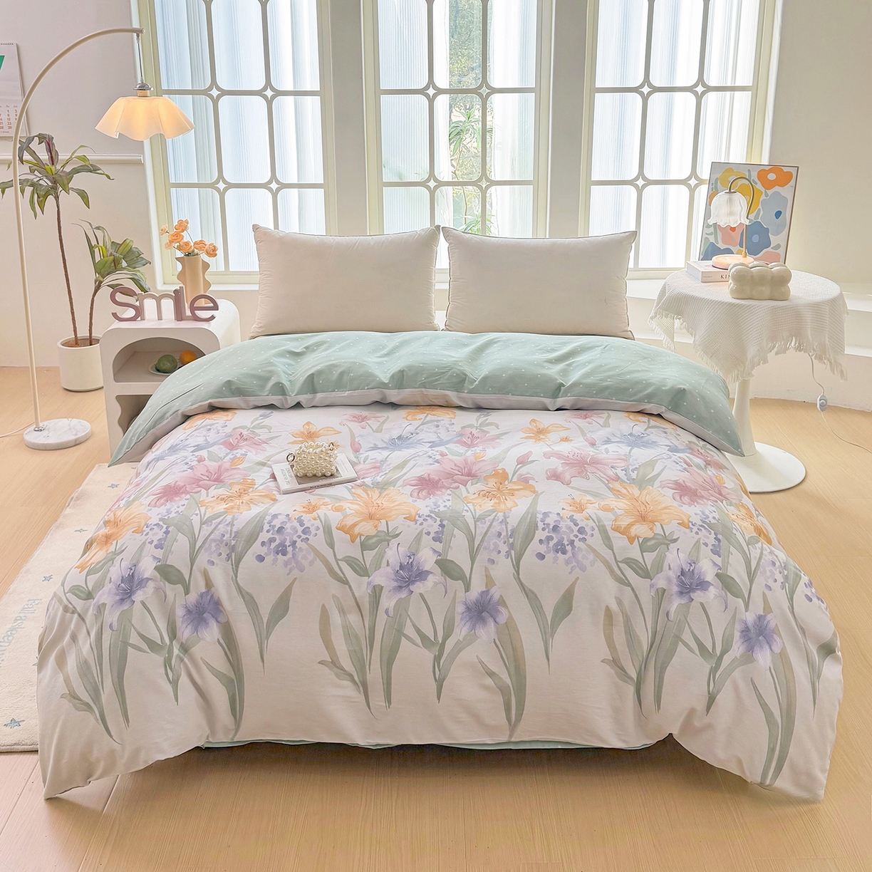 91家纺网 家纺一手货源 找家纺 安逸家纺 2026新款12868 全棉纯棉床单四件套学生宿舍纯棉床单款三件套 桂馥兰香