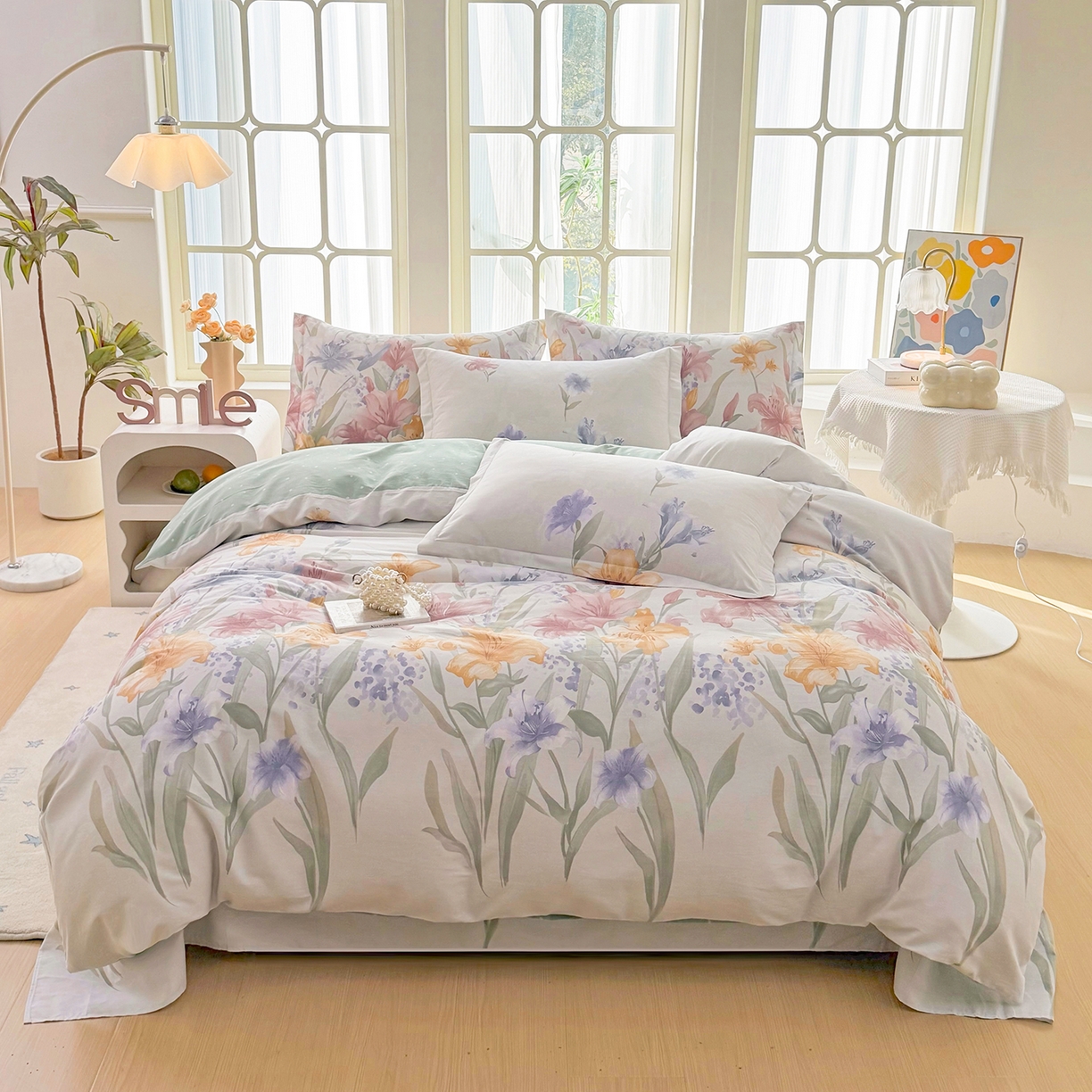 91家纺网 家纺一手货源 找家纺 安逸家纺 2026新款12868 全棉纯棉床单四件套学生宿舍纯棉床单款三件套 桂馥兰香