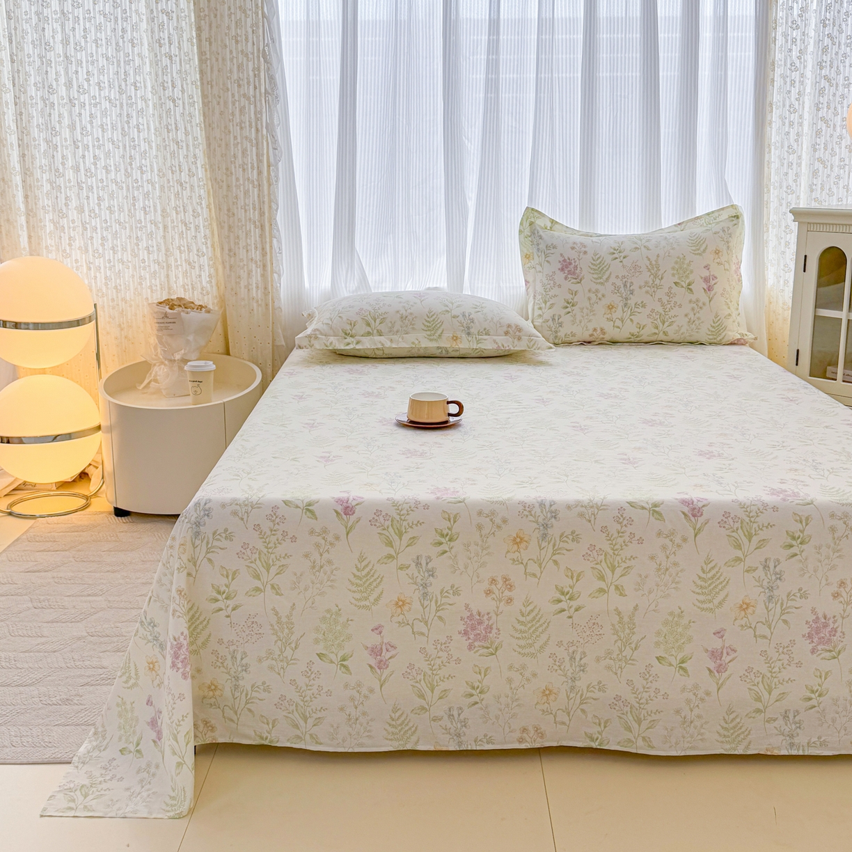 91家纺网 家纺一手货源 找家纺 安逸家纺 2026新款12868 全棉纯棉床单四件套学生宿舍纯棉床单款三件套 花田妙语