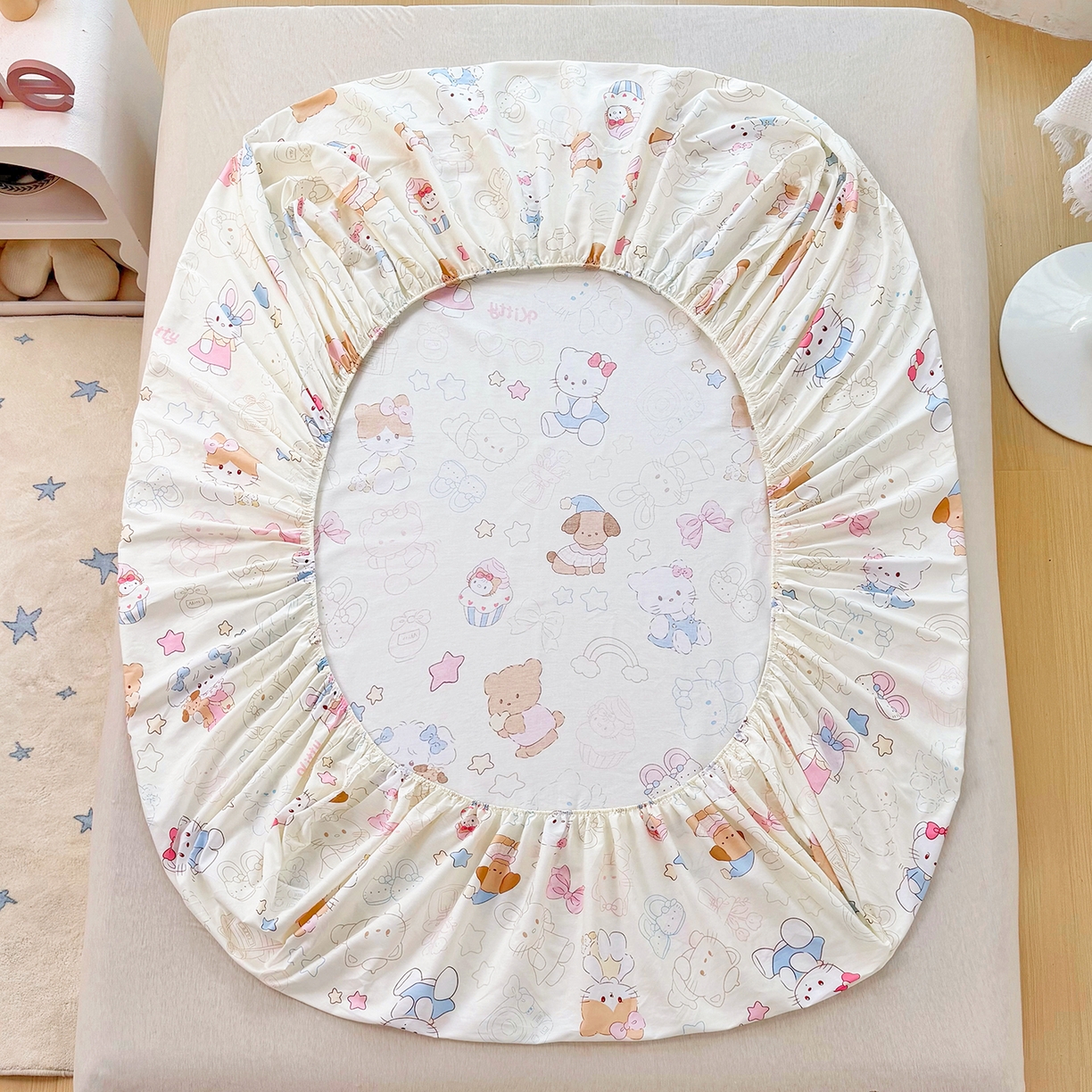 91家纺网 家纺一手货源 找家纺 安逸家纺 2026新款12868 全棉纯棉床单四件套学生宿舍纯棉床单款三件套 凯蒂宝贝