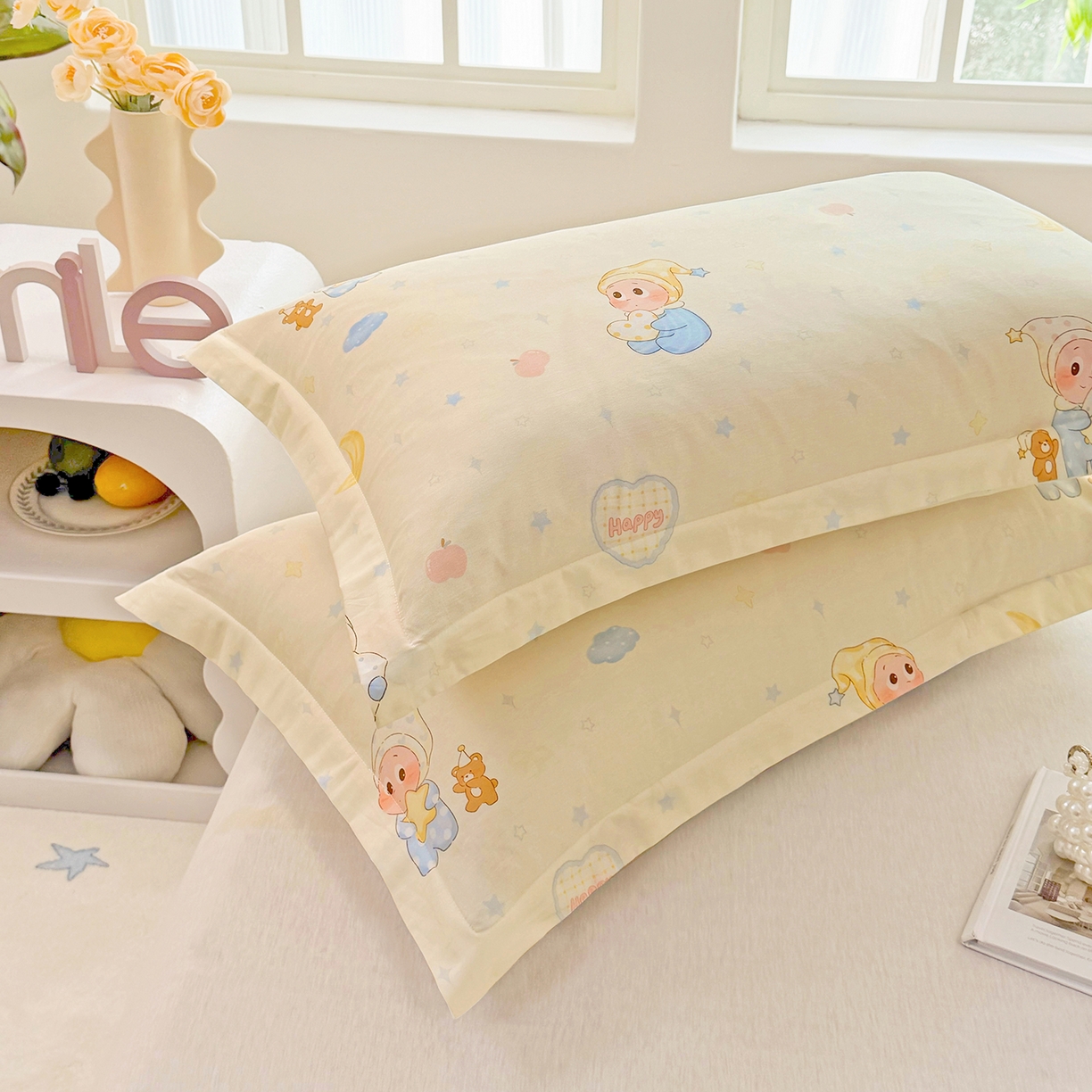 91家纺网 家纺一手货源 找家纺 安逸家纺 2026新款12868 全棉纯棉床单四件套学生宿舍纯棉床单款三件套 蓝色星星人