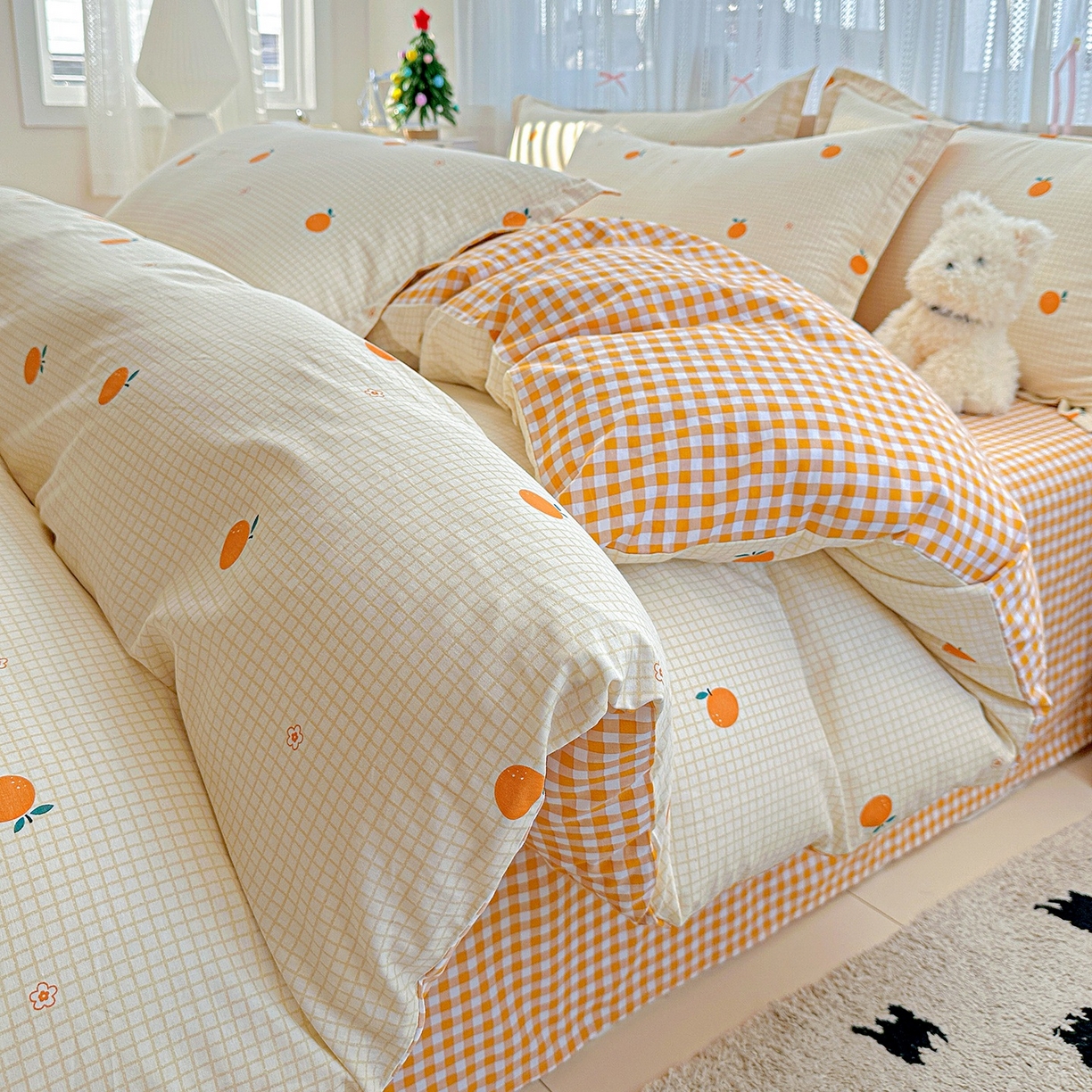 91家纺网 家纺一手货源 找家纺 恩泽家纺 2026春夏新款全棉纯棉12868印花四件套（提供买家秀，预留缩水率） 甜小桔