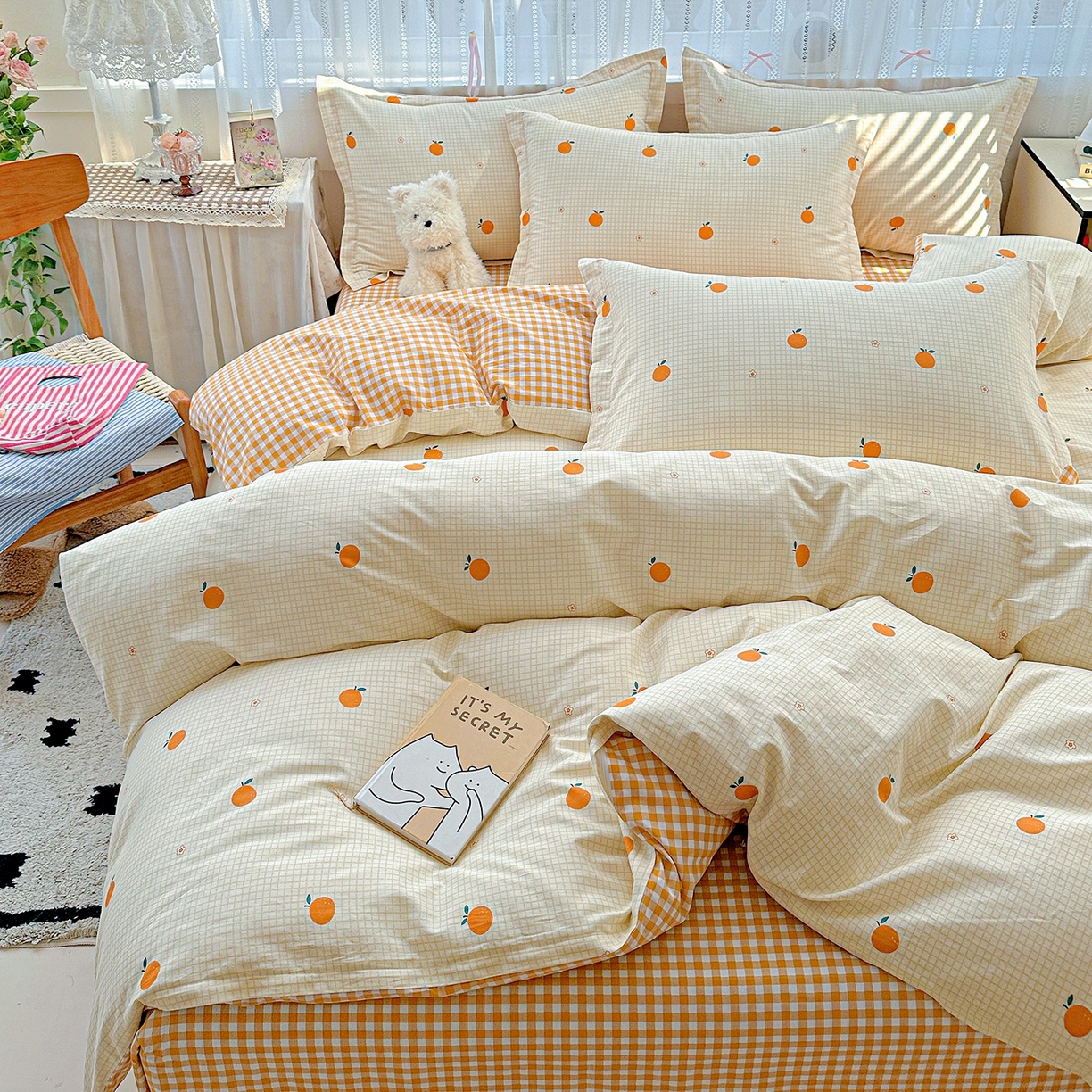 91家纺网 家纺一手货源 找家纺 恩泽家纺 2026春夏新款全棉纯棉12868印花四件套（提供买家秀，预留缩水率） 甜小桔