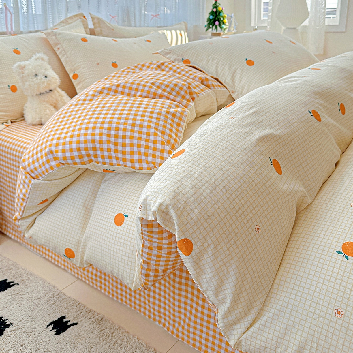 91家纺网 家纺一手货源 找家纺 恩泽家纺 2026春夏新款全棉纯棉12868印花四件套（提供买家秀，预留缩水率） 甜小桔