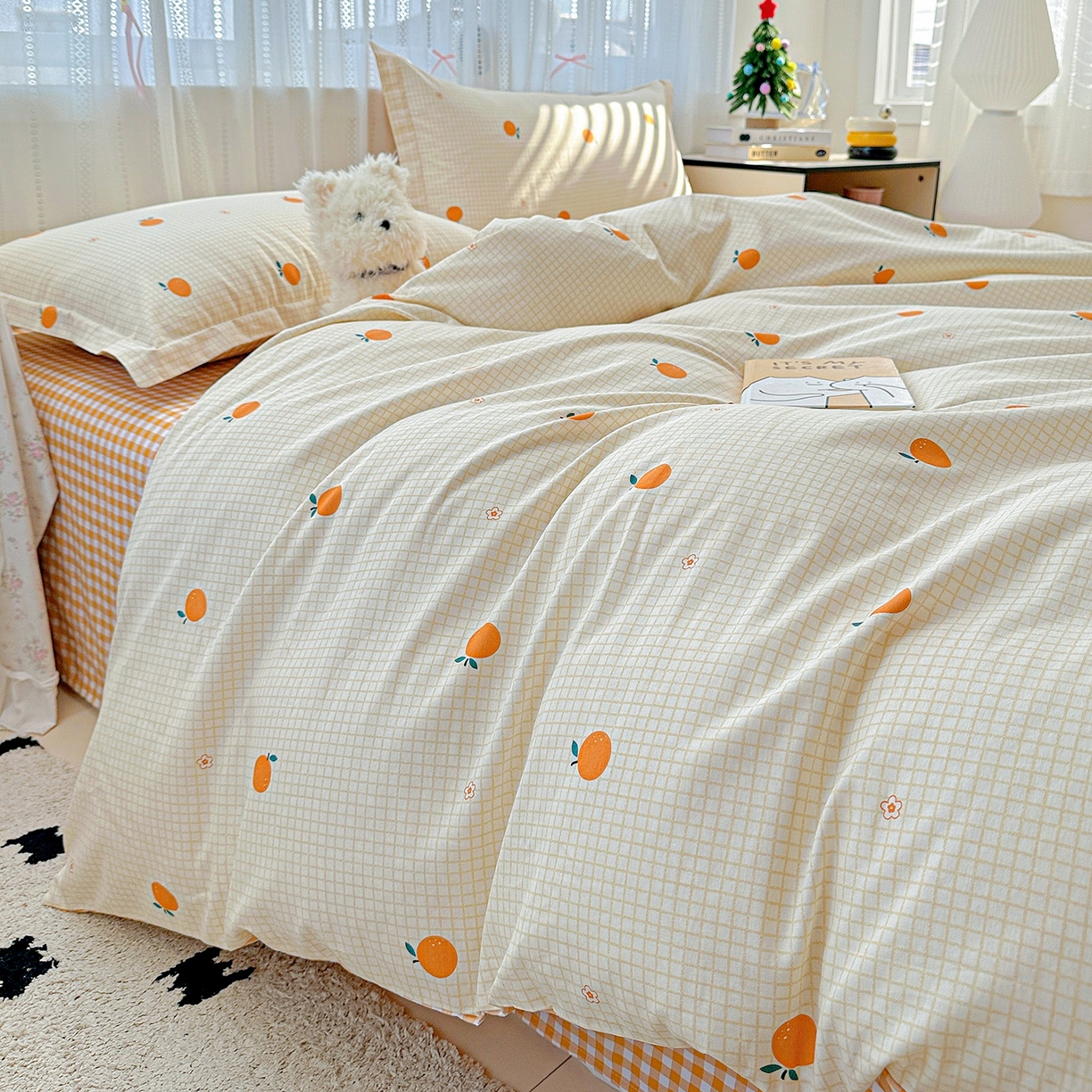 91家纺网 家纺一手货源 找家纺 恩泽家纺 2026春夏新款全棉纯棉12868印花四件套（提供买家秀，预留缩水率） 甜小桔