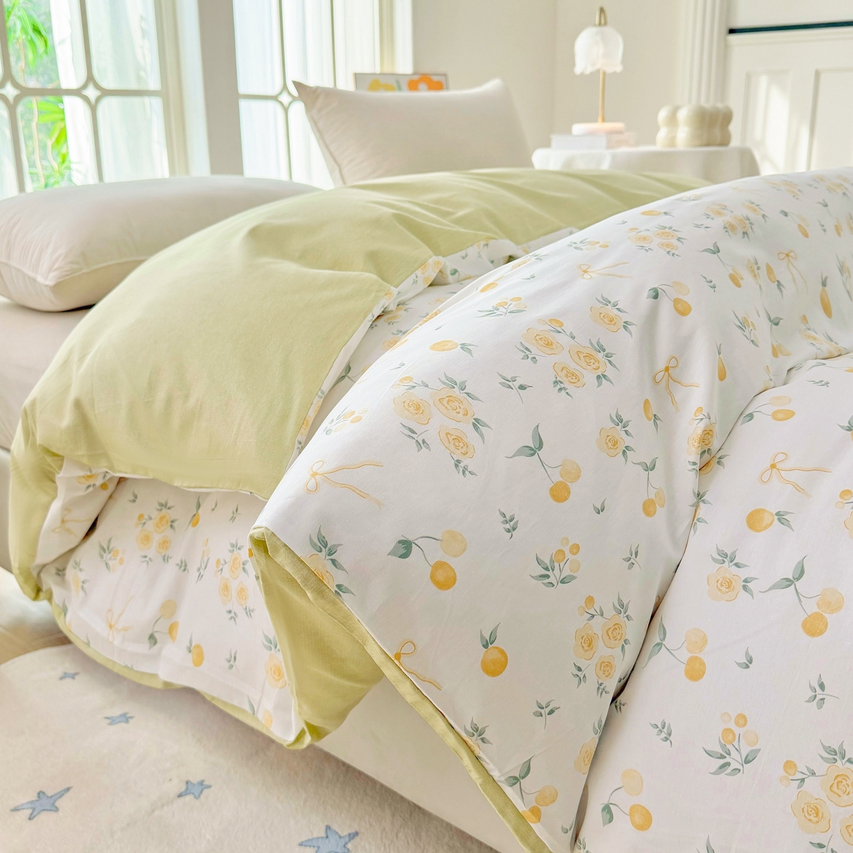 91家纺网 家纺一手货源 找家纺 安逸家纺 2026新款12868 全棉纯棉床单四件套学生宿舍纯棉床单款三件套 蕾拉果园