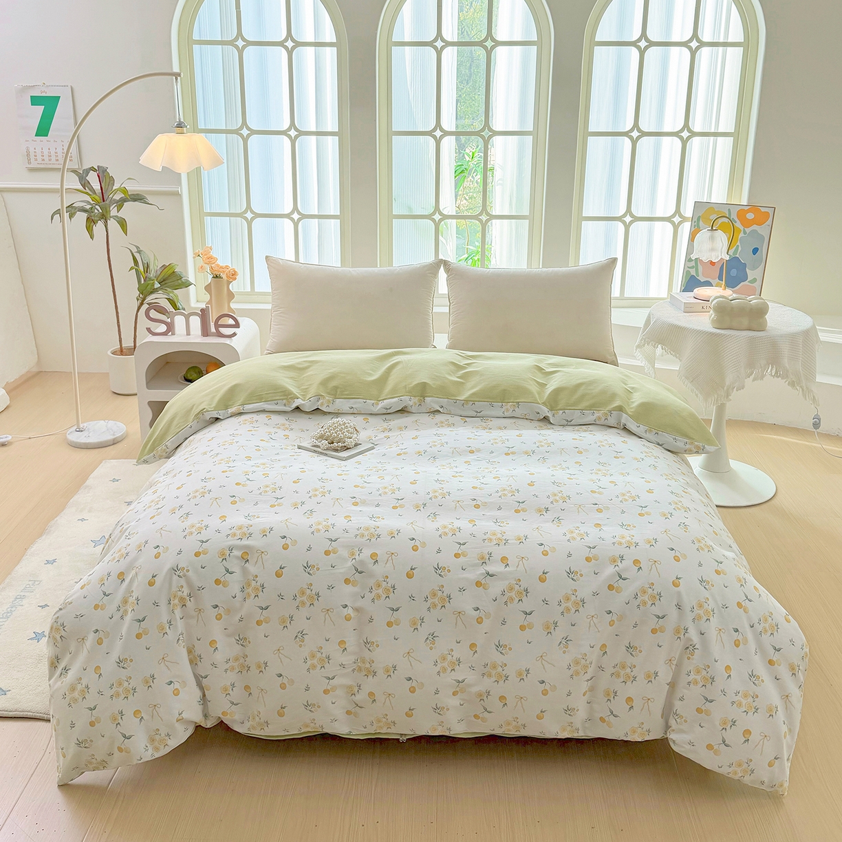 91家纺网 家纺一手货源 找家纺 安逸家纺 2026新款12868 全棉纯棉床单四件套学生宿舍纯棉床单款三件套 蕾拉果园