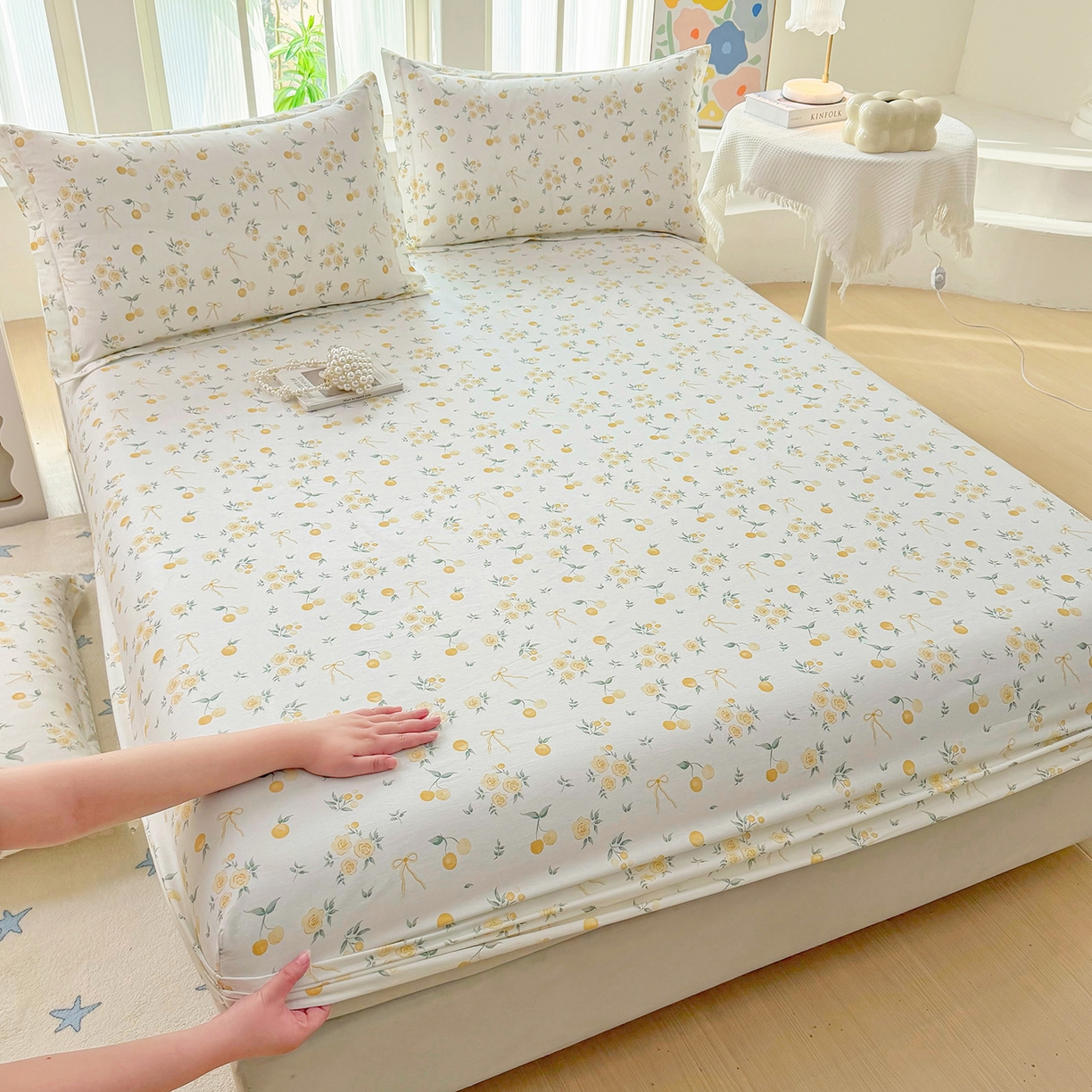 91家纺网 家纺一手货源 找家纺 安逸家纺 2026新款12868 全棉纯棉床单四件套学生宿舍纯棉床单款三件套 蕾拉果园