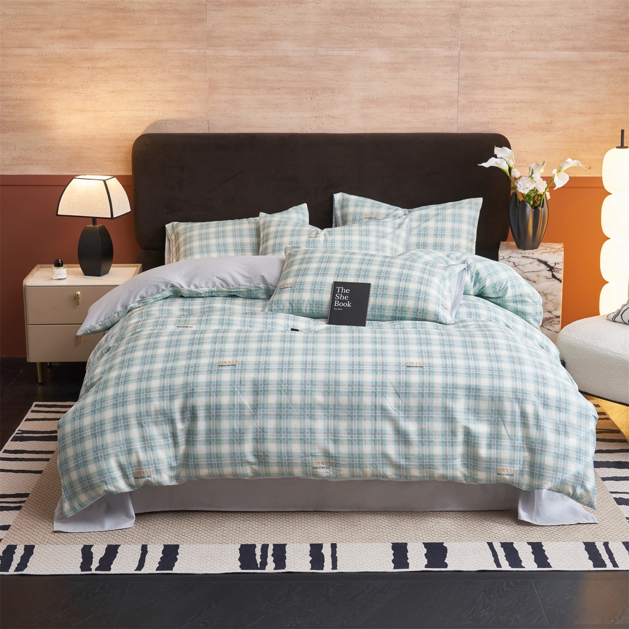 91家纺网 家纺一手货源 找家纺 恒爱家纺 2026新款全棉12868印花四件套 保罗骑士绿