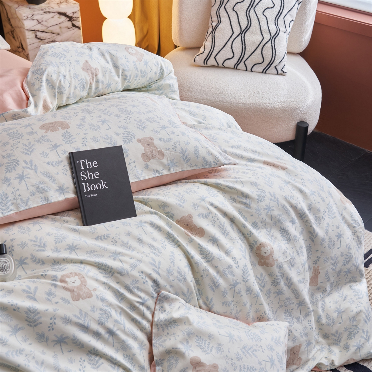 91家纺网 家纺一手货源 找家纺 恒爱家纺 2026新款全棉12868印花四件套 森林小镇