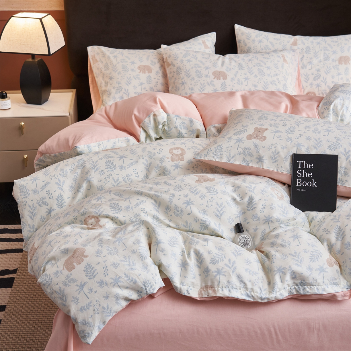 91家纺网 家纺一手货源 找家纺 恒爱家纺 2026新款全棉12868印花四件套 森林小镇