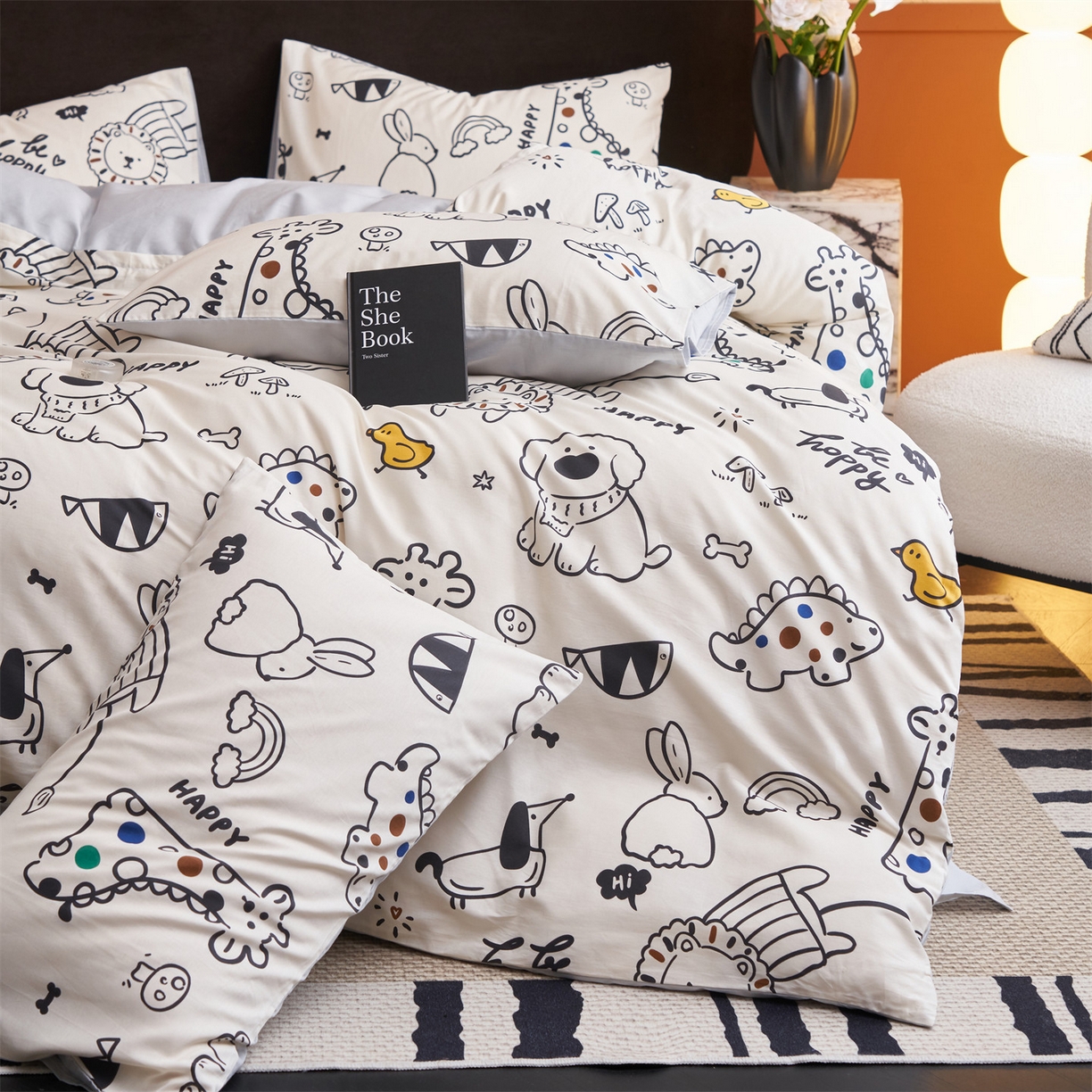 91家纺网 家纺一手货源 找家纺 恒爱家纺 2026新款全棉12868印花四件套 欢乐谷