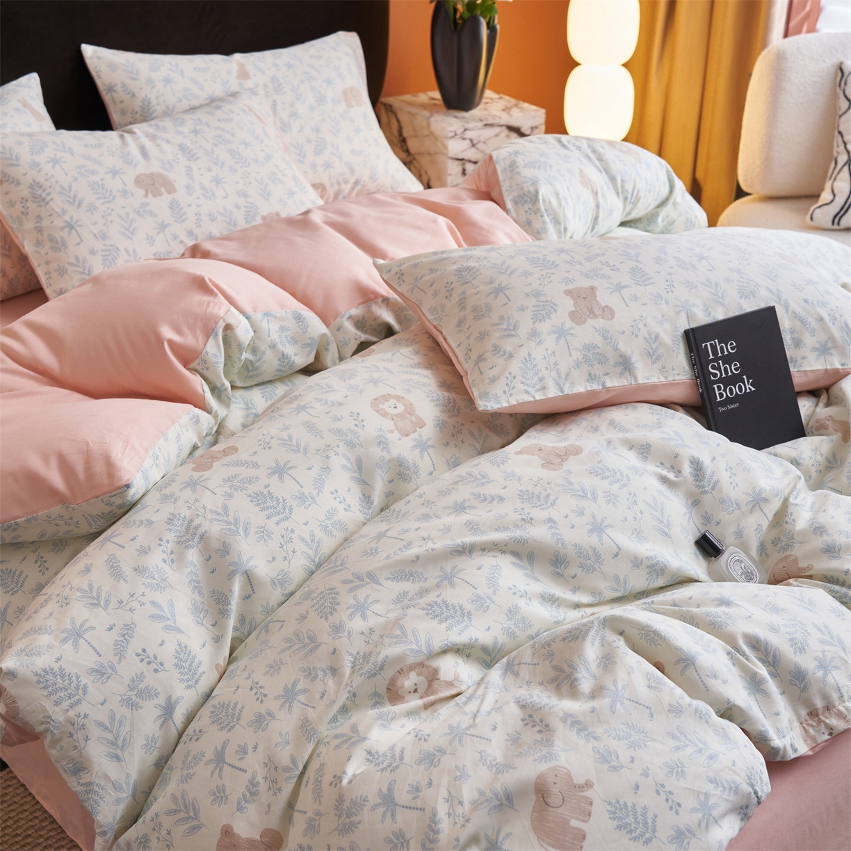 91家纺网 家纺一手货源 找家纺 恒爱家纺 2026新款全棉12868印花四件套 森林小镇