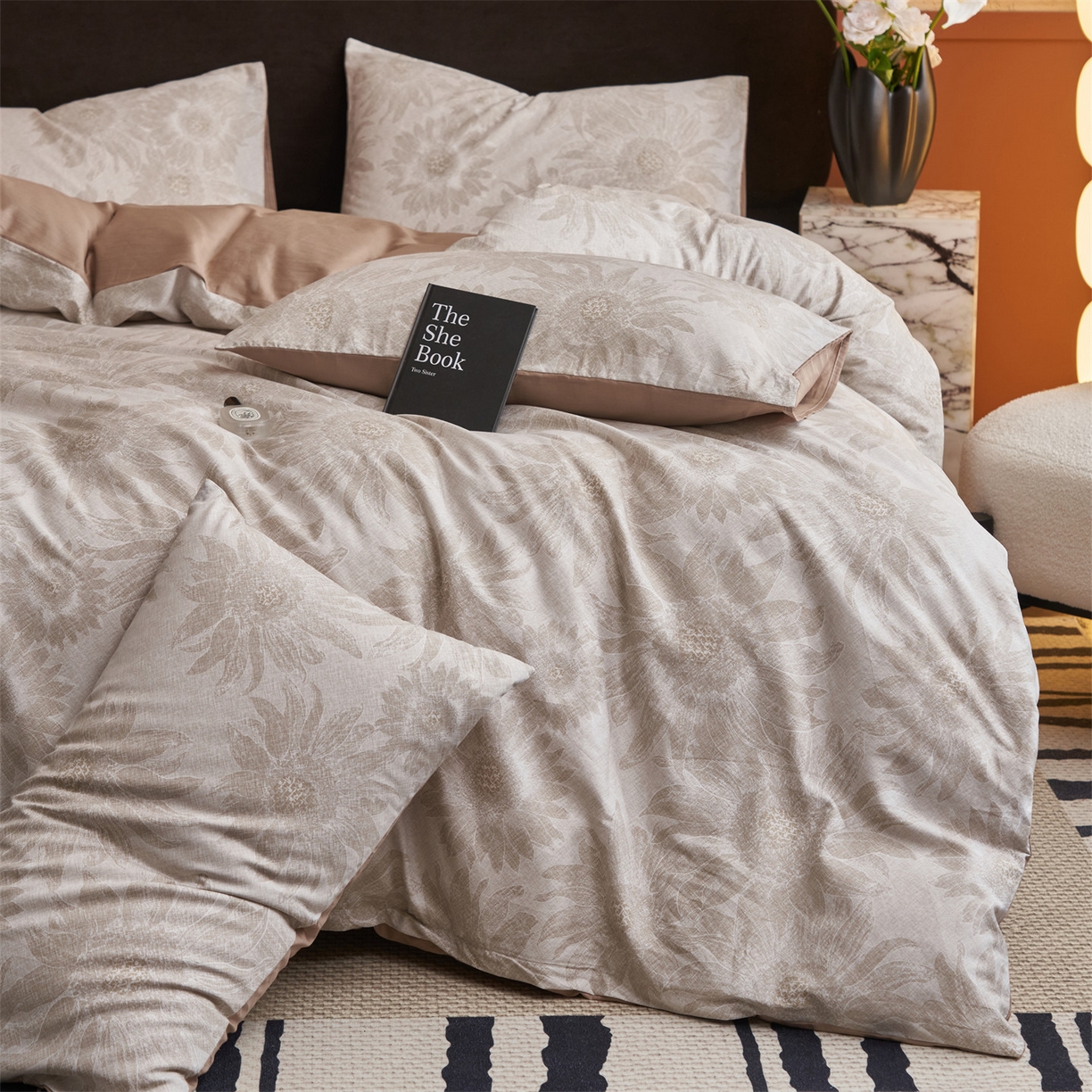 91家纺网 家纺一手货源 找家纺 恒爱家纺 2026新款全棉12868印花四件套 葵花恋