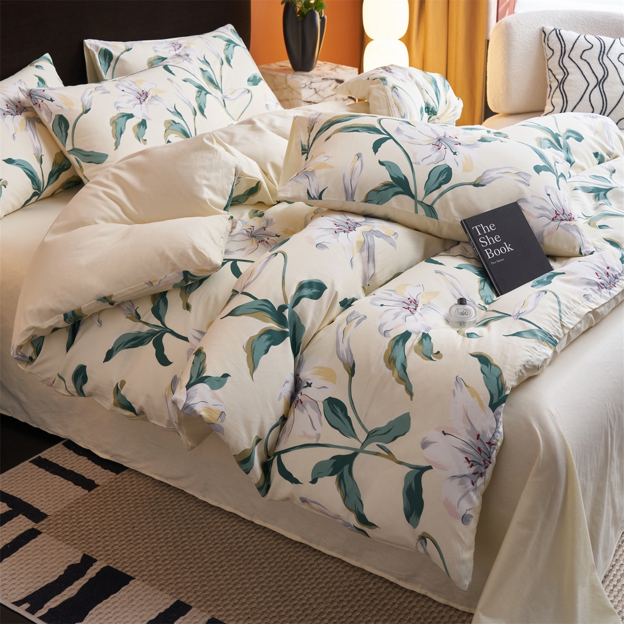 91家纺网 家纺一手货源 找家纺 恒爱家纺 2026新款全棉12868印花四件套 陌上花开