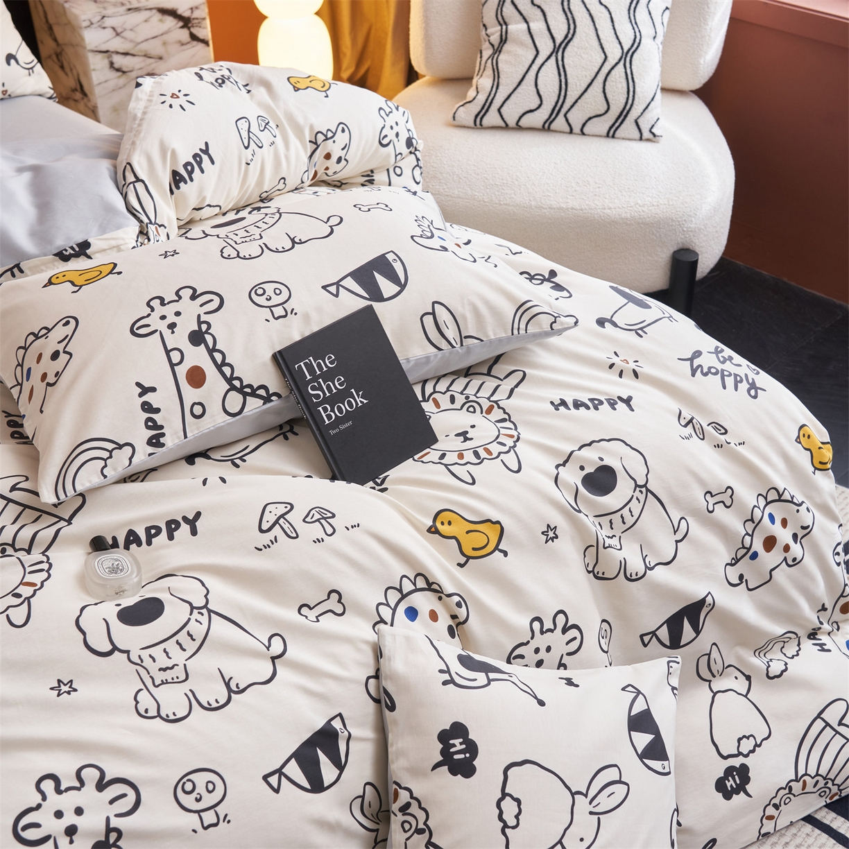 91家纺网 家纺一手货源 找家纺 恒爱家纺 2026新款全棉12868印花四件套 欢乐谷