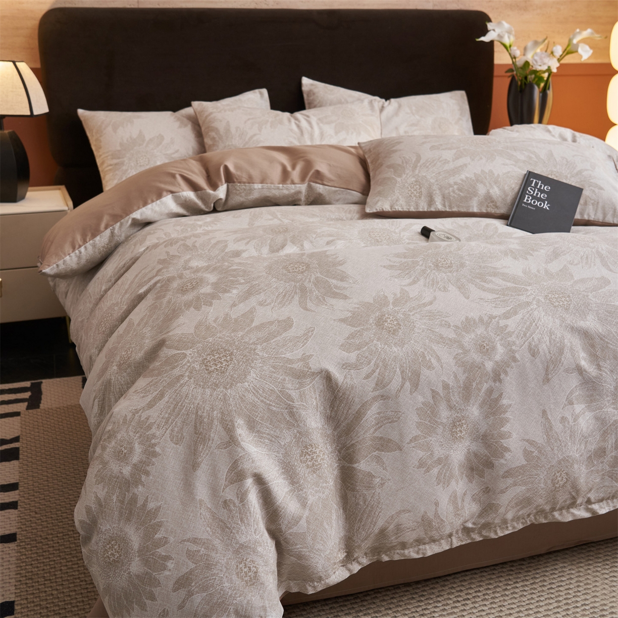 91家纺网 家纺一手货源 找家纺 恒爱家纺 2026新款全棉12868印花四件套 葵花恋